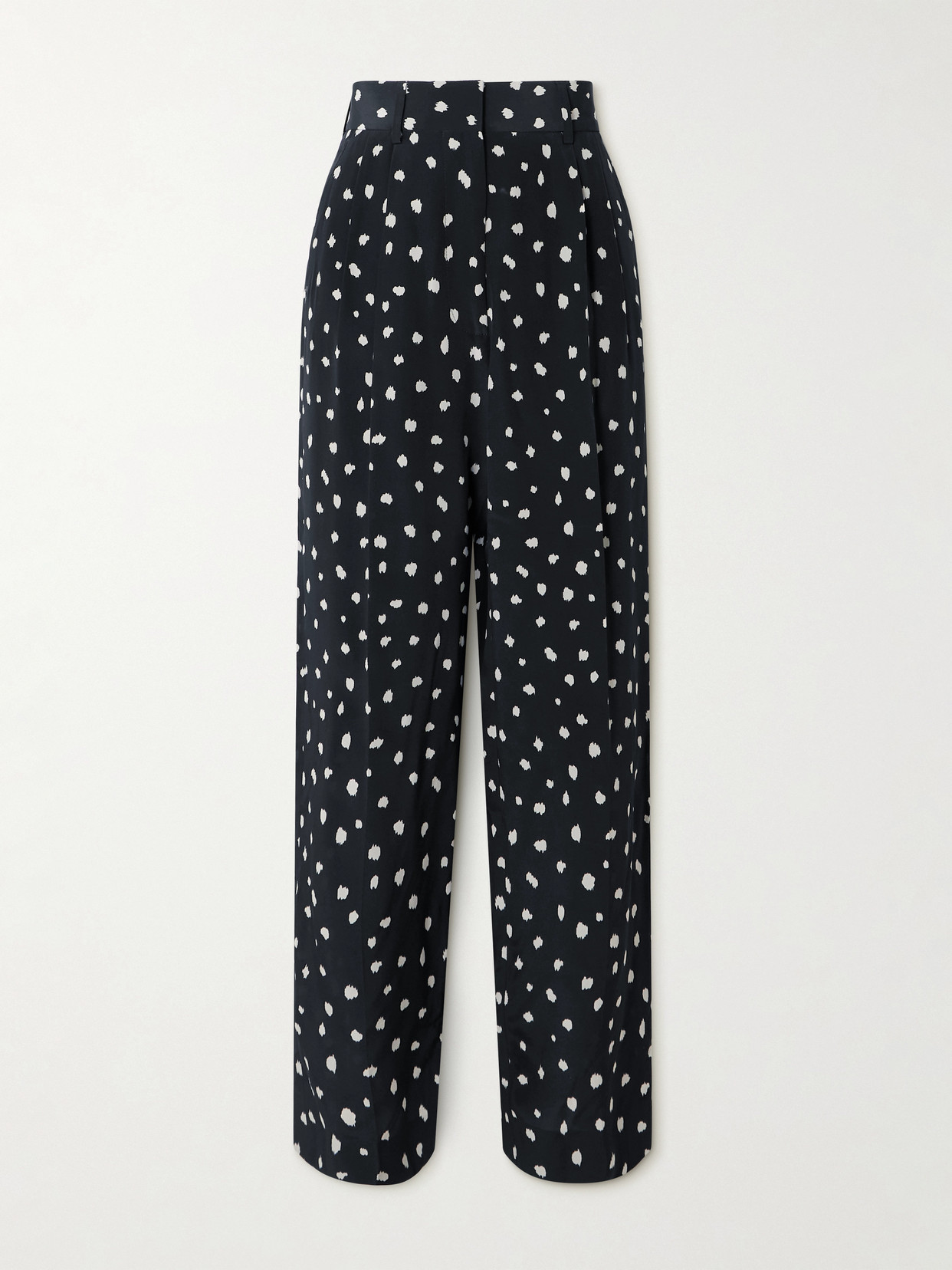 Blazé Milano Mariquita Fox Pleated Printed Silk Crepe De Chine Tapered Pants In Blue