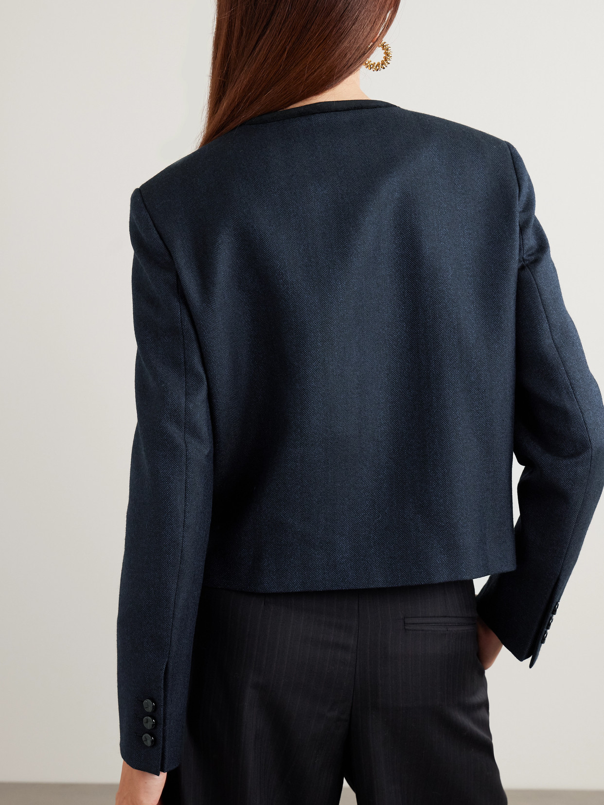 Blazé Milano Maine Shamo Velvet-trimmed Wool Jacket In Blue