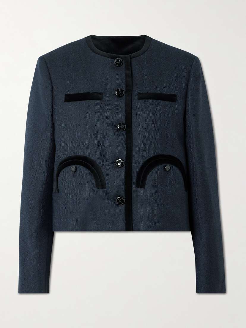 Blazé Milano Maine Shamo Velvet-trimmed Wool Jacket