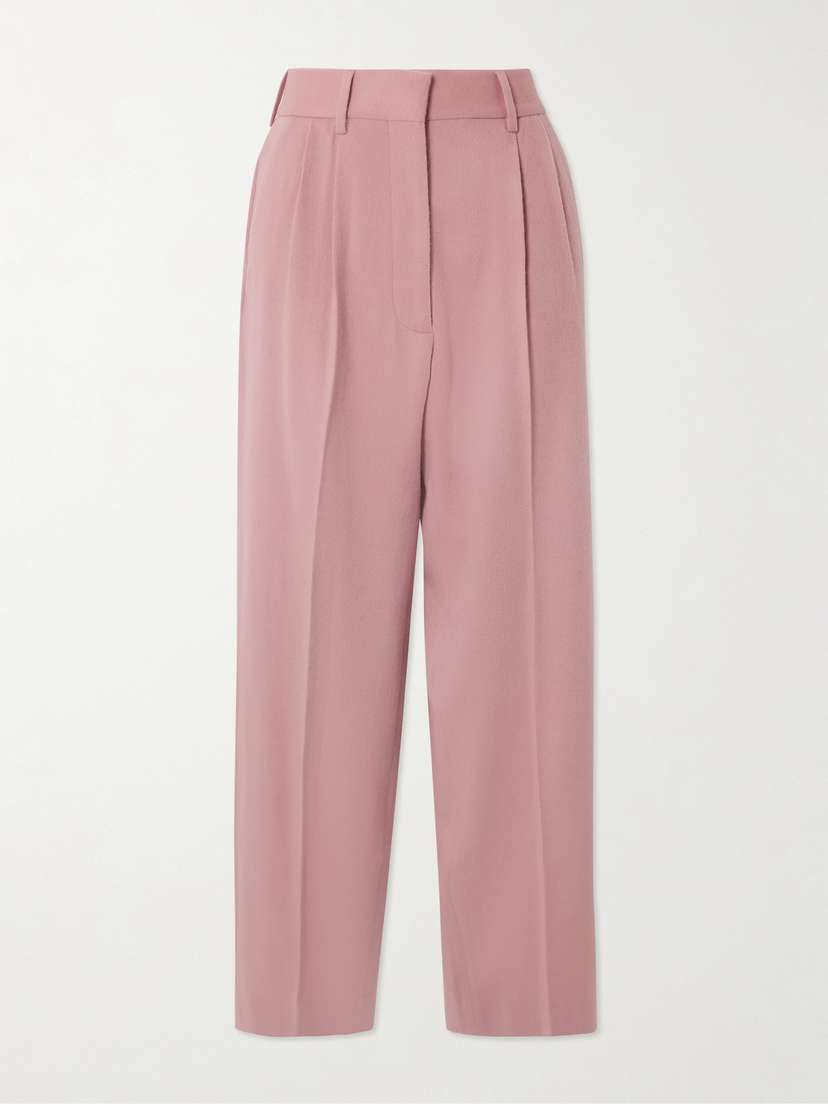 Blazé Milano Fox Pleated Wool And Cashmere-blend Tapered Pants