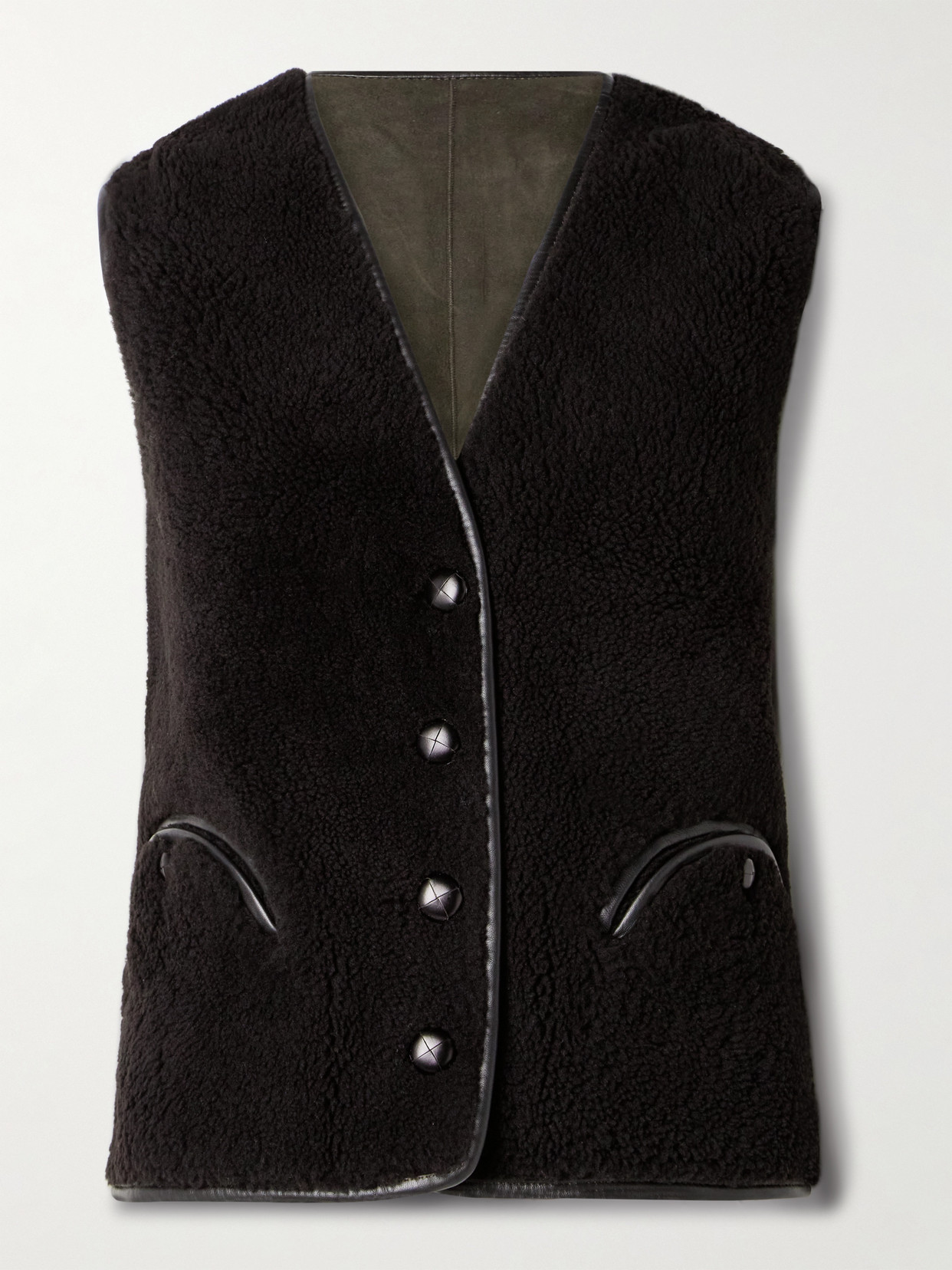 Blazé Milano Tatoosh Gliss Reversible Leather-trimmed Shearling Vest In Brown