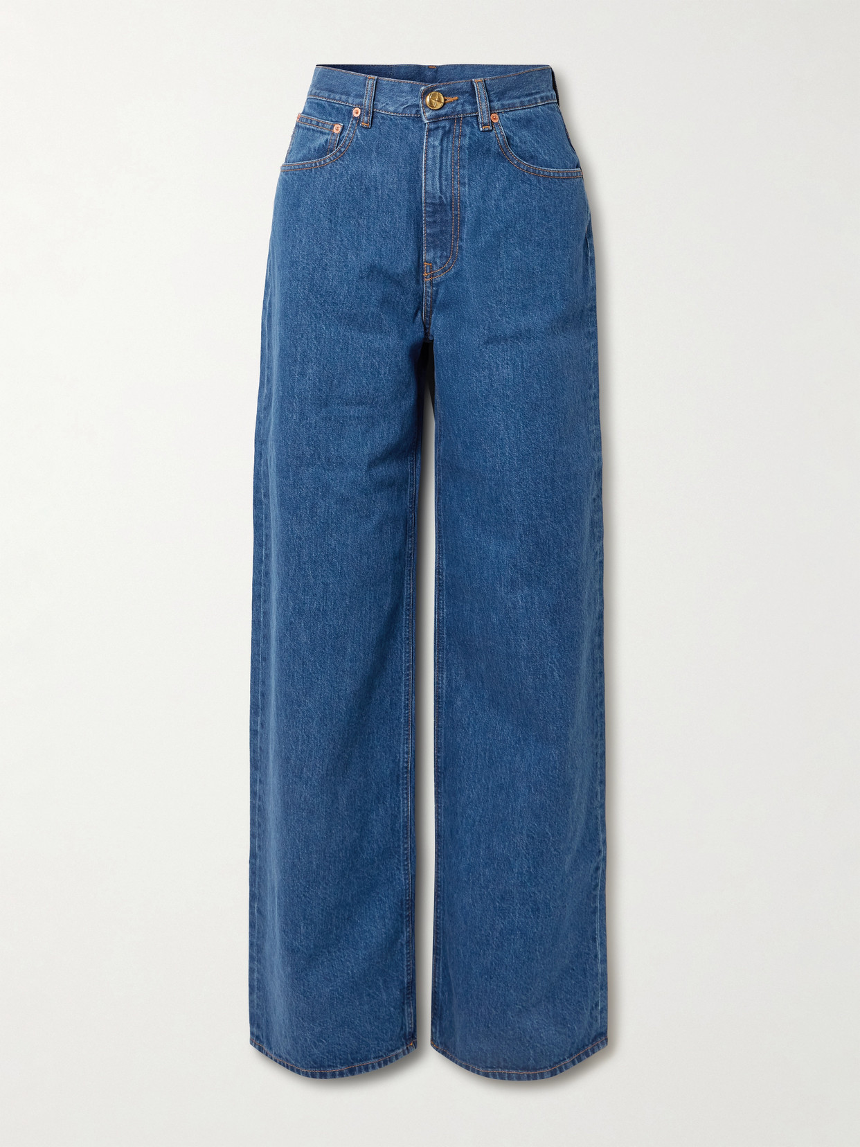 Blazé Milano Nariida Java Embroidered High-rise Wide-leg Jeans In Blue