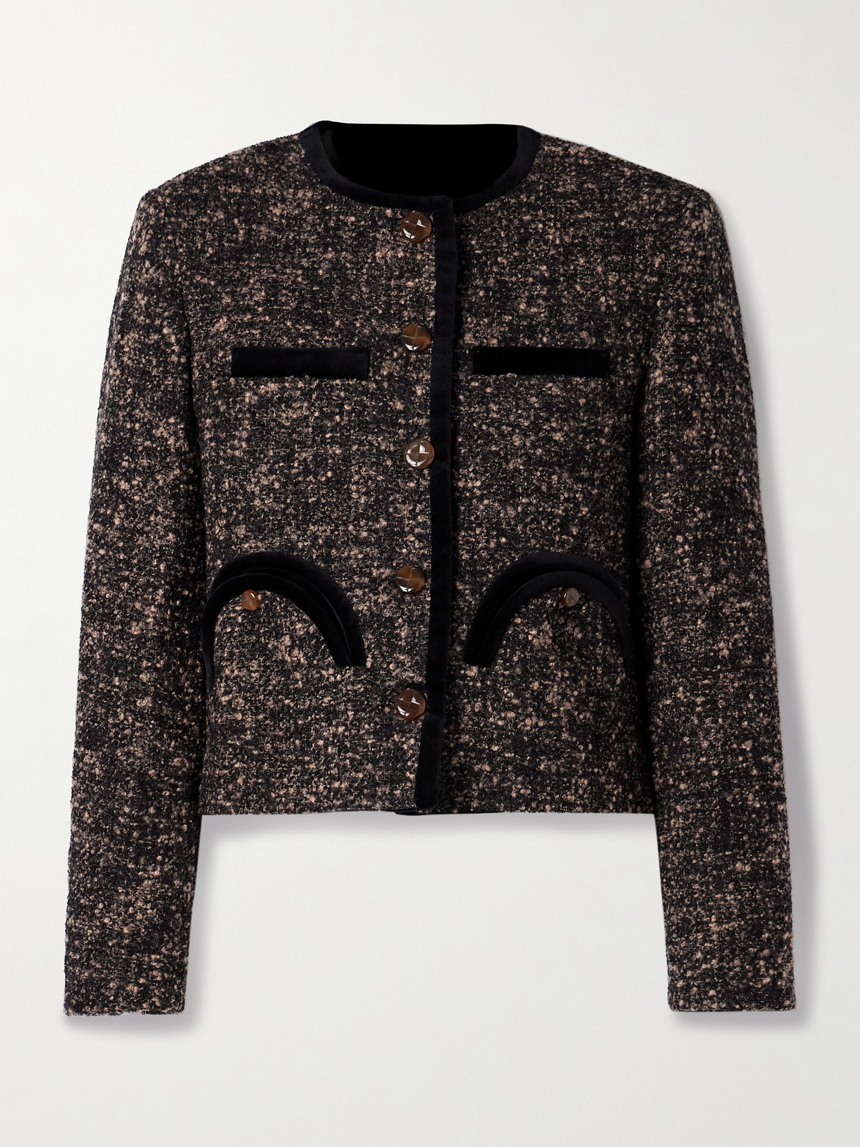 Blazé Milano Katara Embossed Trim-detail Blazer In Brown