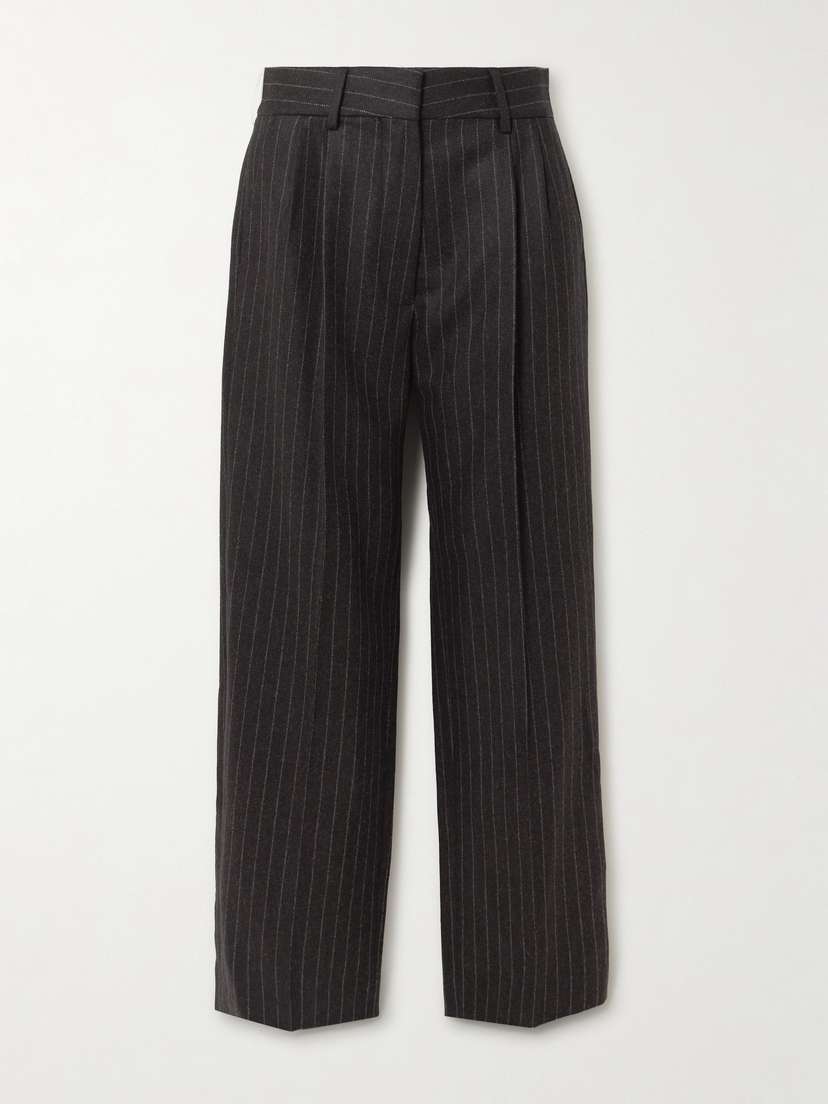 Blazé Milano Fox Pleated Pinstriped Wool And Cashmere-blend Straight-leg Pants