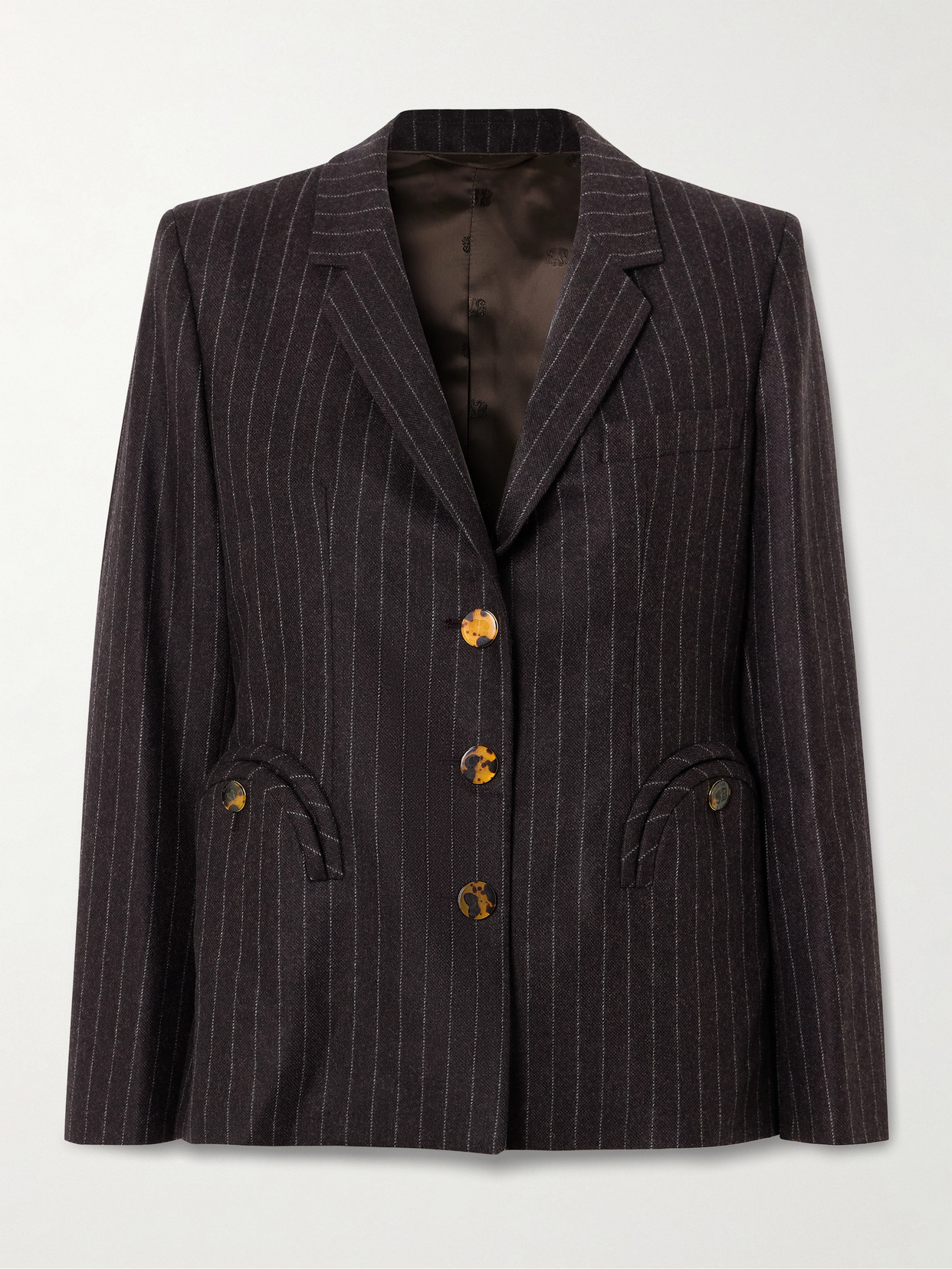 Blazé Milano Akira Pinstriped Wool And Cashmere-blend Blazer In Brown