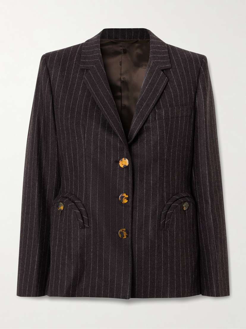 Blazé Milano Akira Pinstriped Wool And Cashmere-blend Blazer