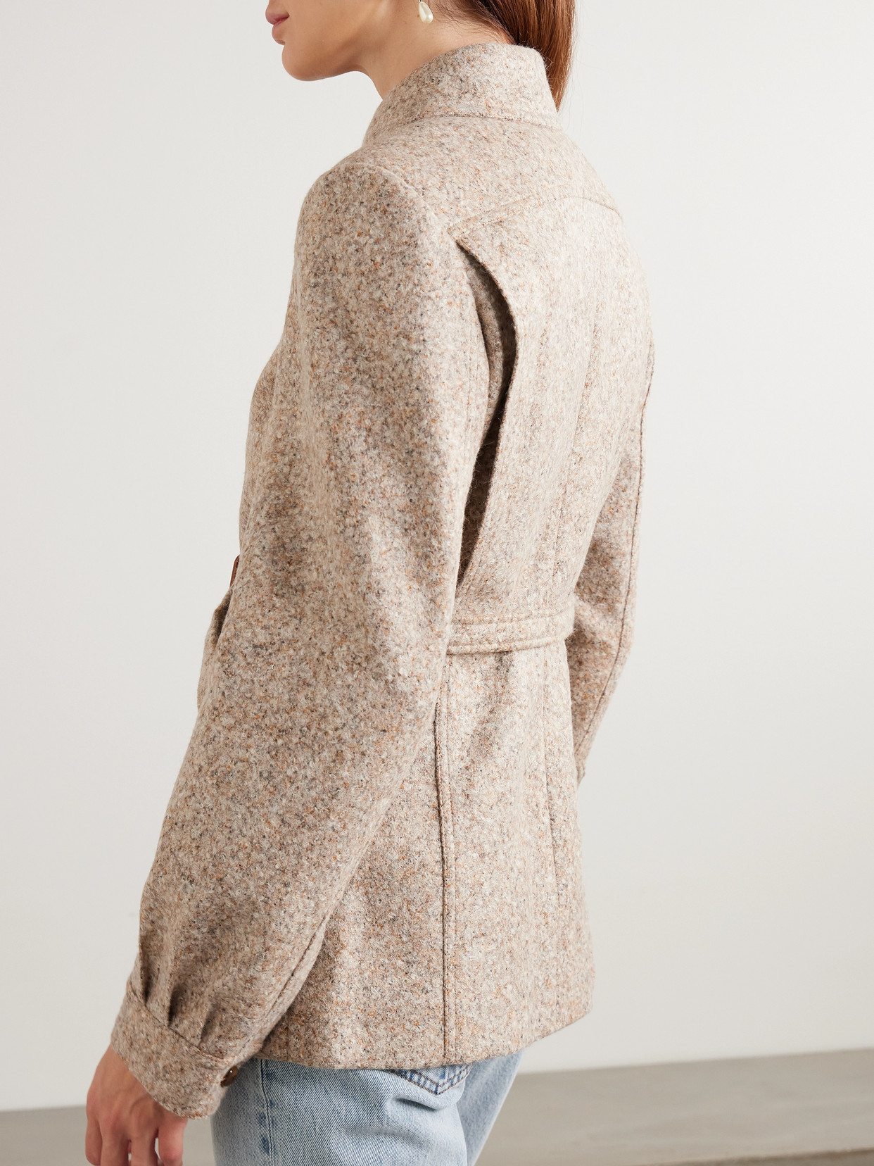 Blazé Milano - Seanna Paint Belted Leather-Trimmed Alpaca And Wool-Blend Jacket