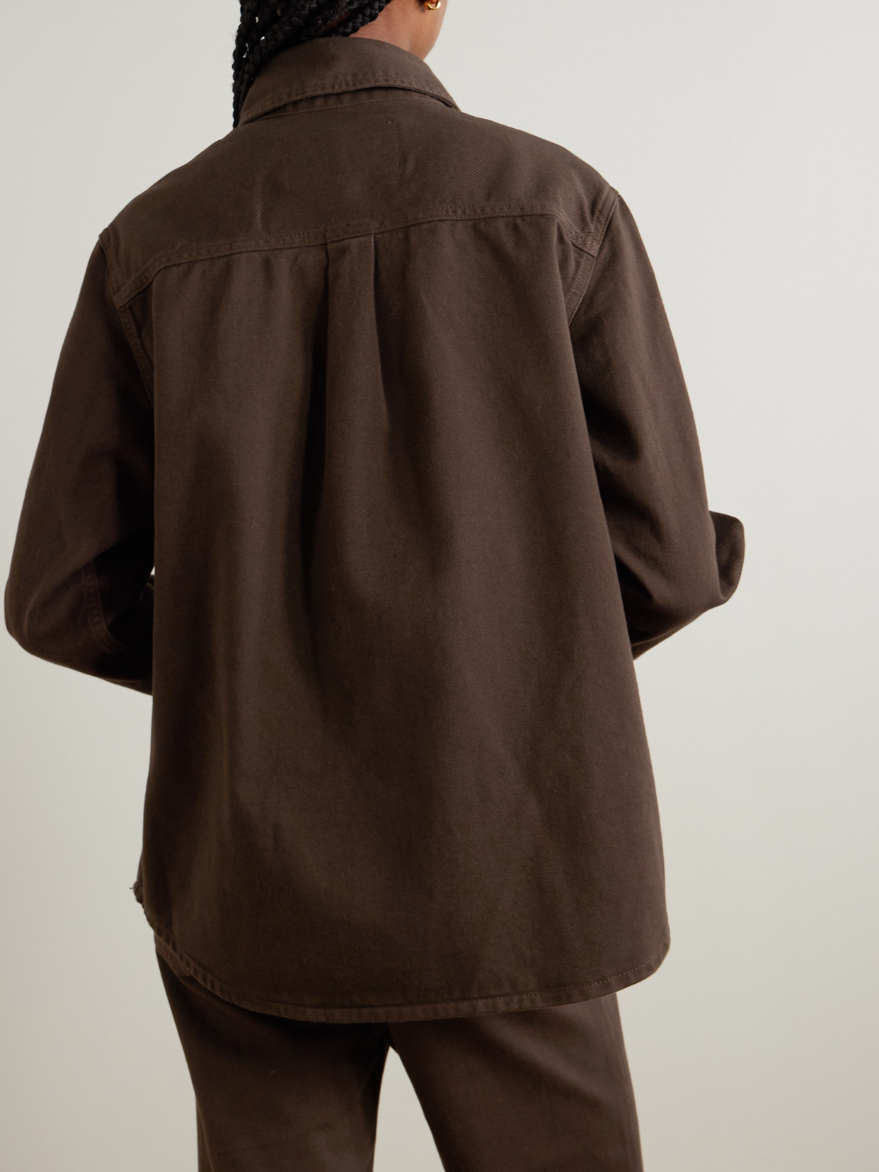 Blazé Milano Berber Embroidered Denim Shirt In Brown