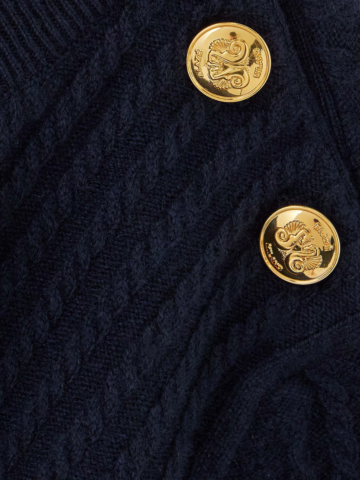 Blazé Milano Highland Button-detailed Cable-knit Wool And Cashmere-blend Sweater In Blue