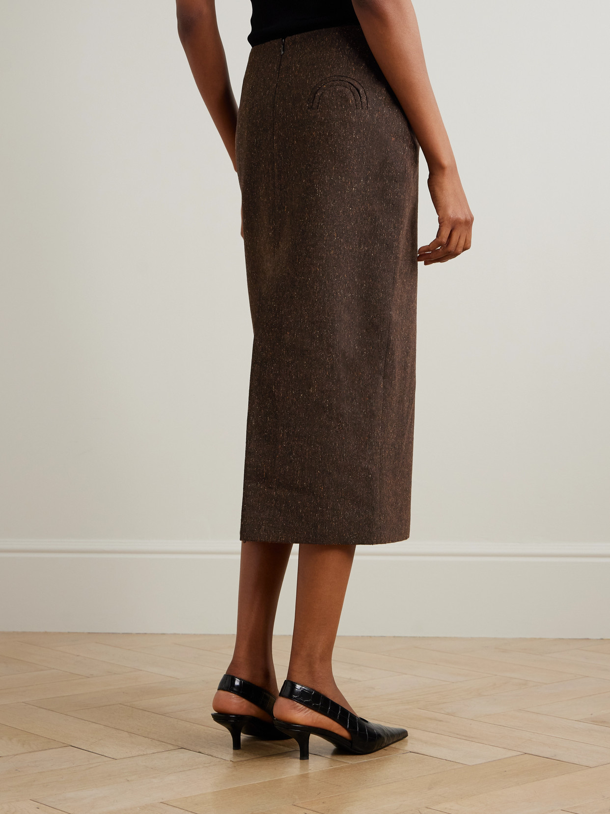 Blazé Milano Sussex Wool-blend Midi Skirt In Brown