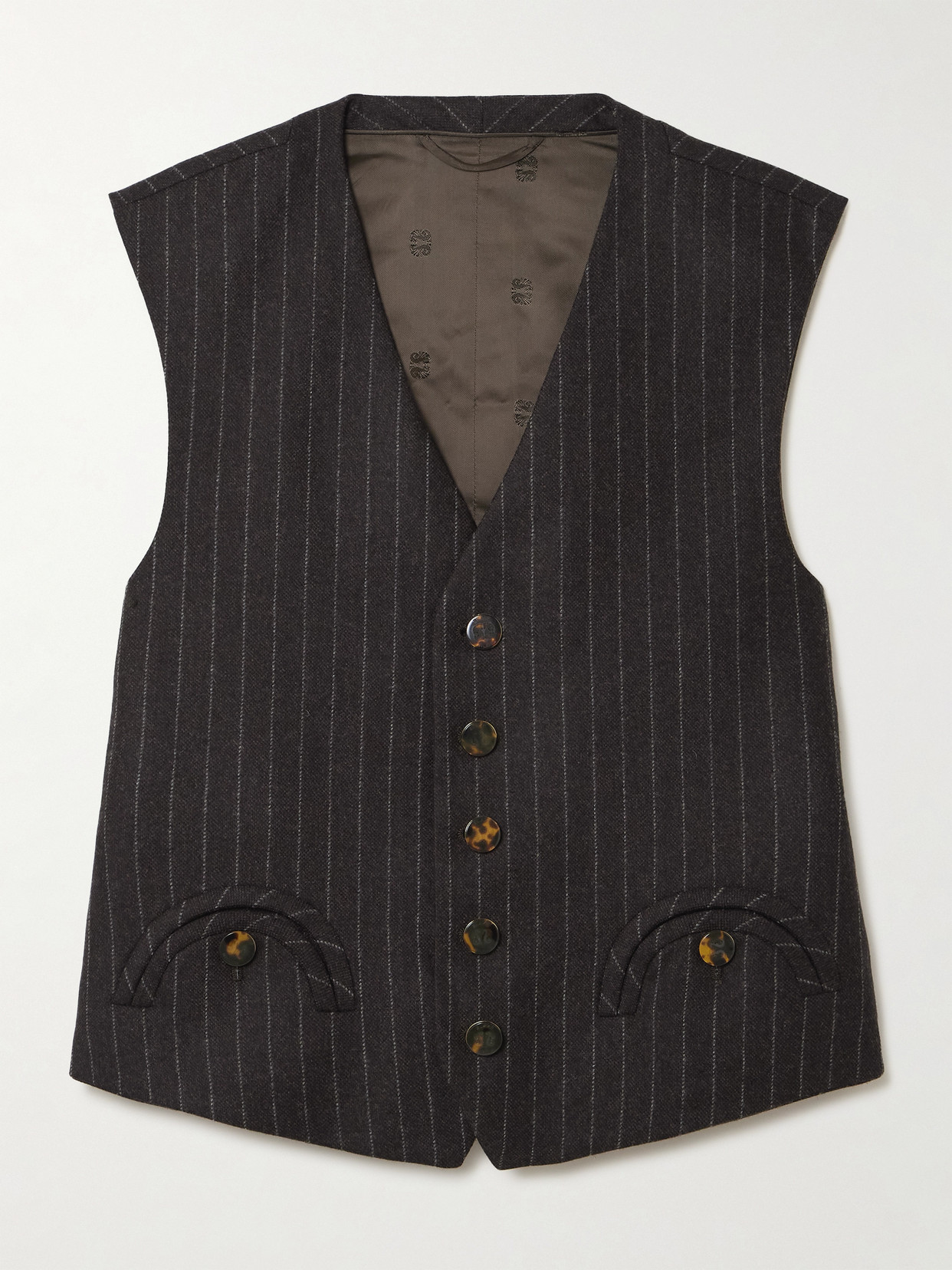 Blazé Milano Feral Pinstriped Wool And Cashmere-blend Vest In Brown