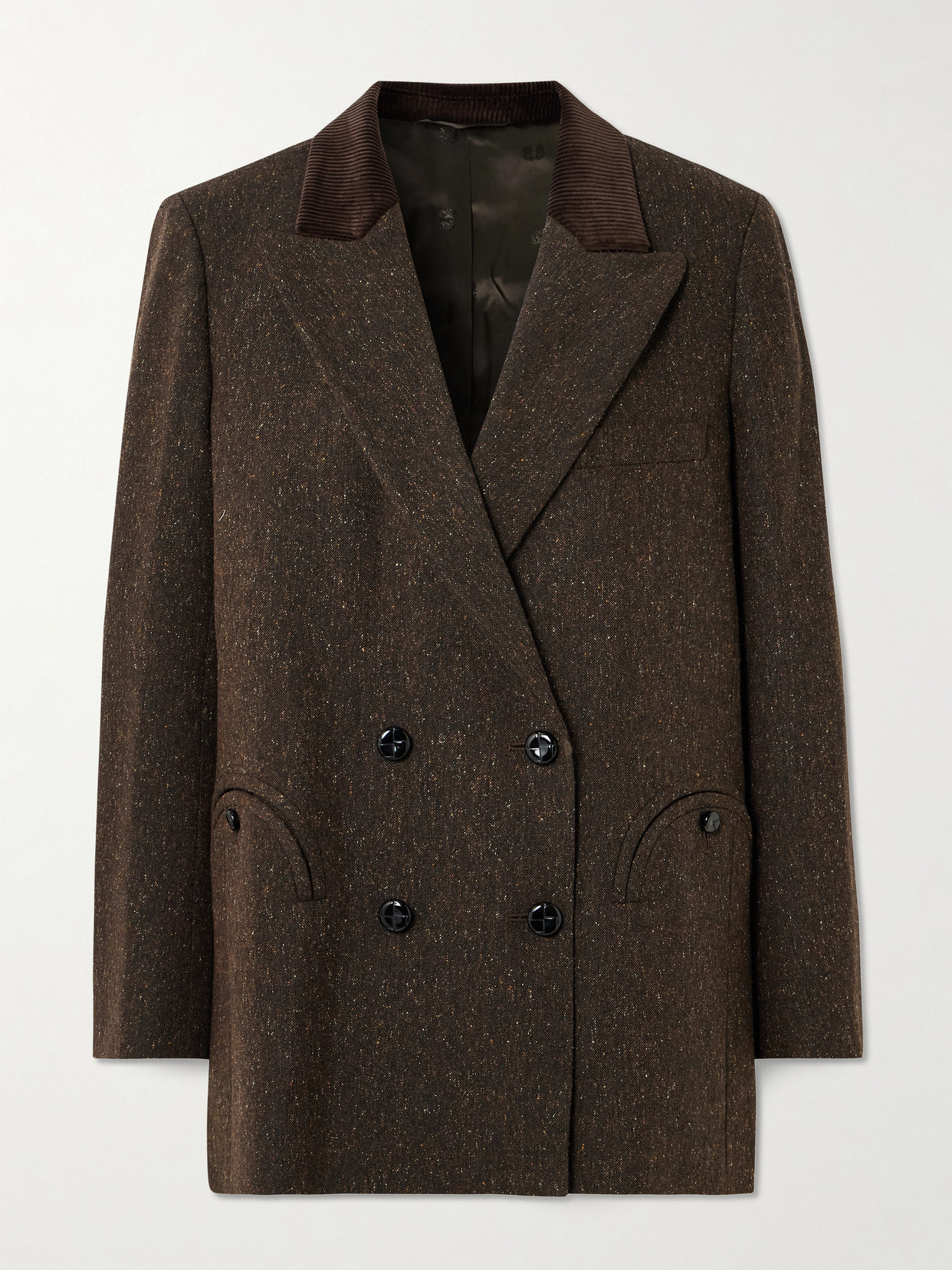 Blazé Milano Everynight Corduroy-trimmed Wool-blend Blazer In Brown