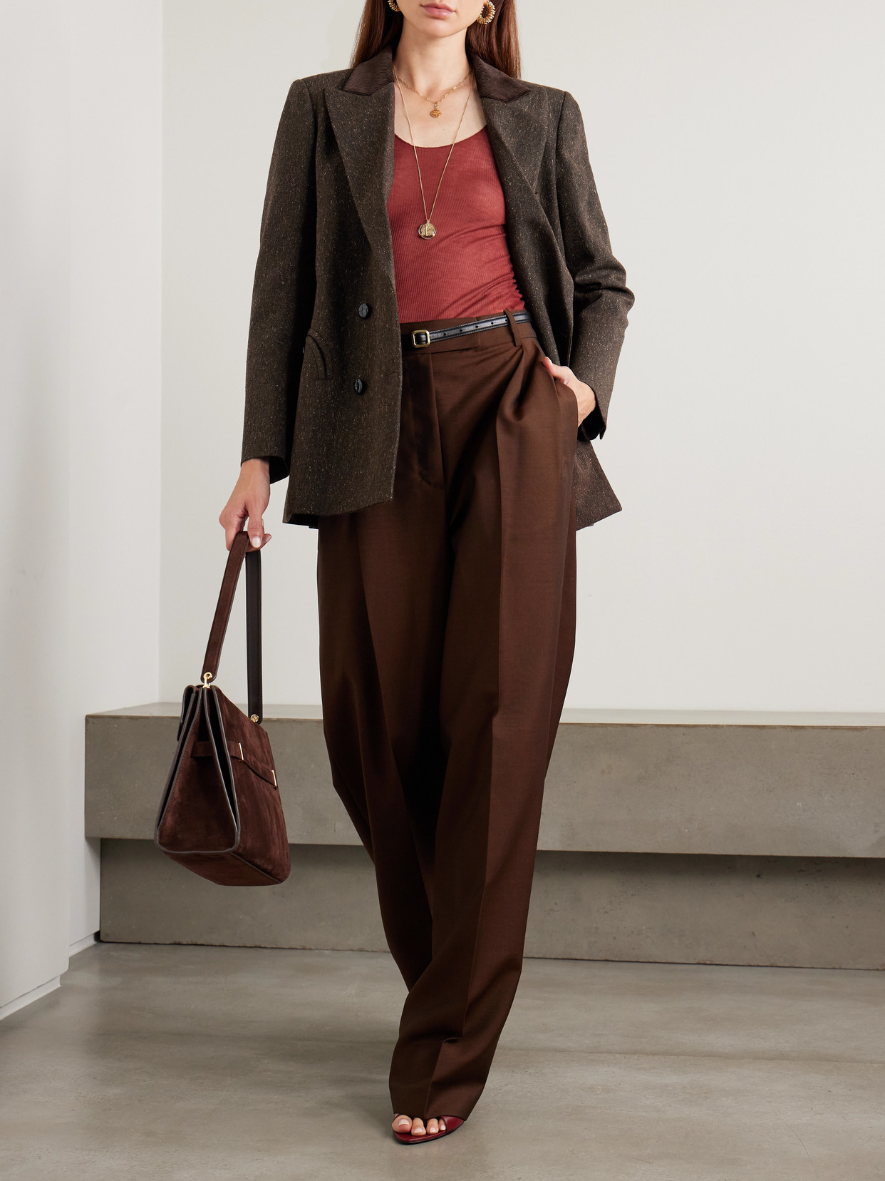 Blazé Milano Everynight Corduroy-trimmed Wool-blend Blazer In Brown