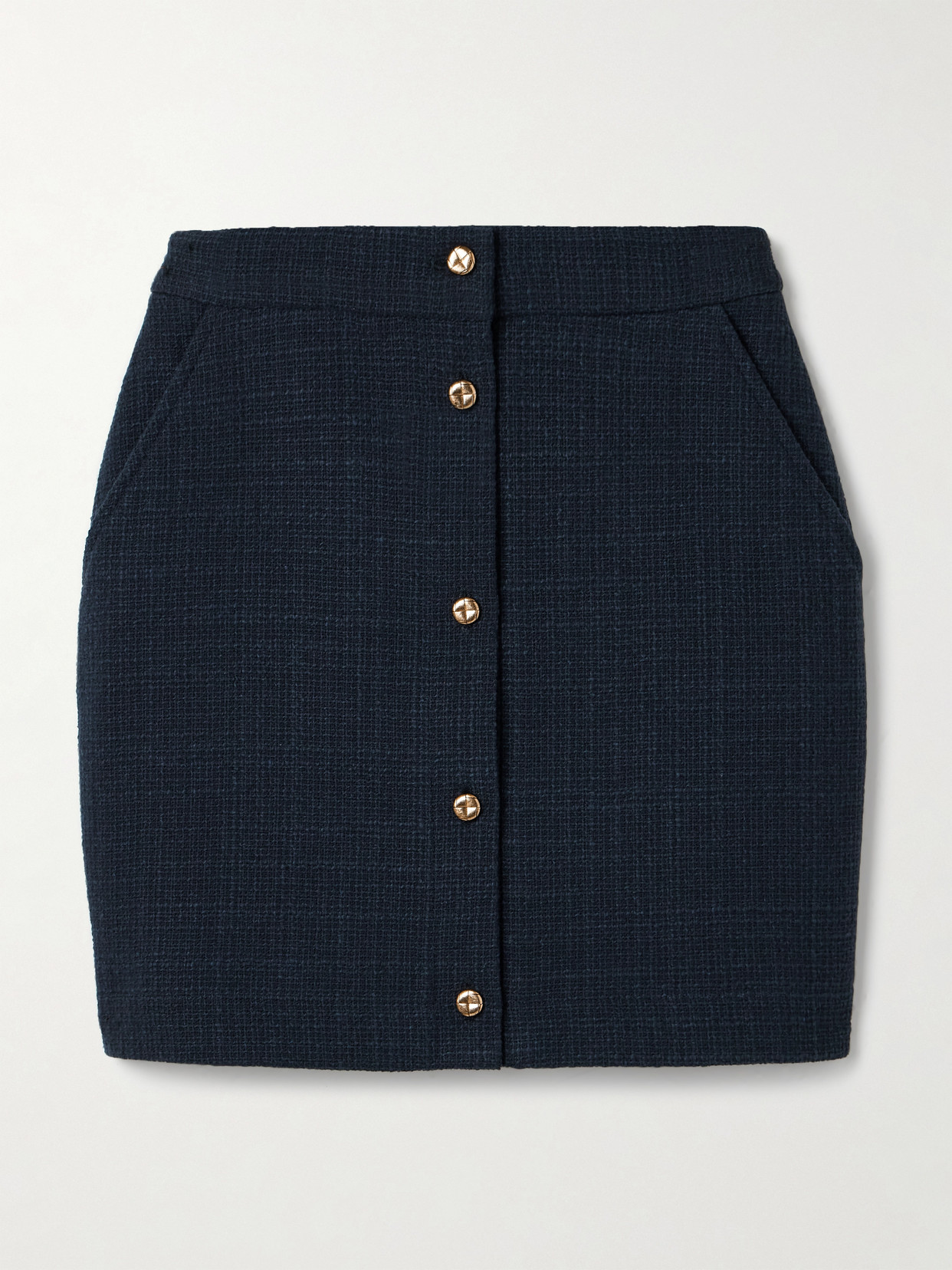 Blazé Milano Missy Appaloosa Cotton-blend Tweed Mini Skirt In Blue