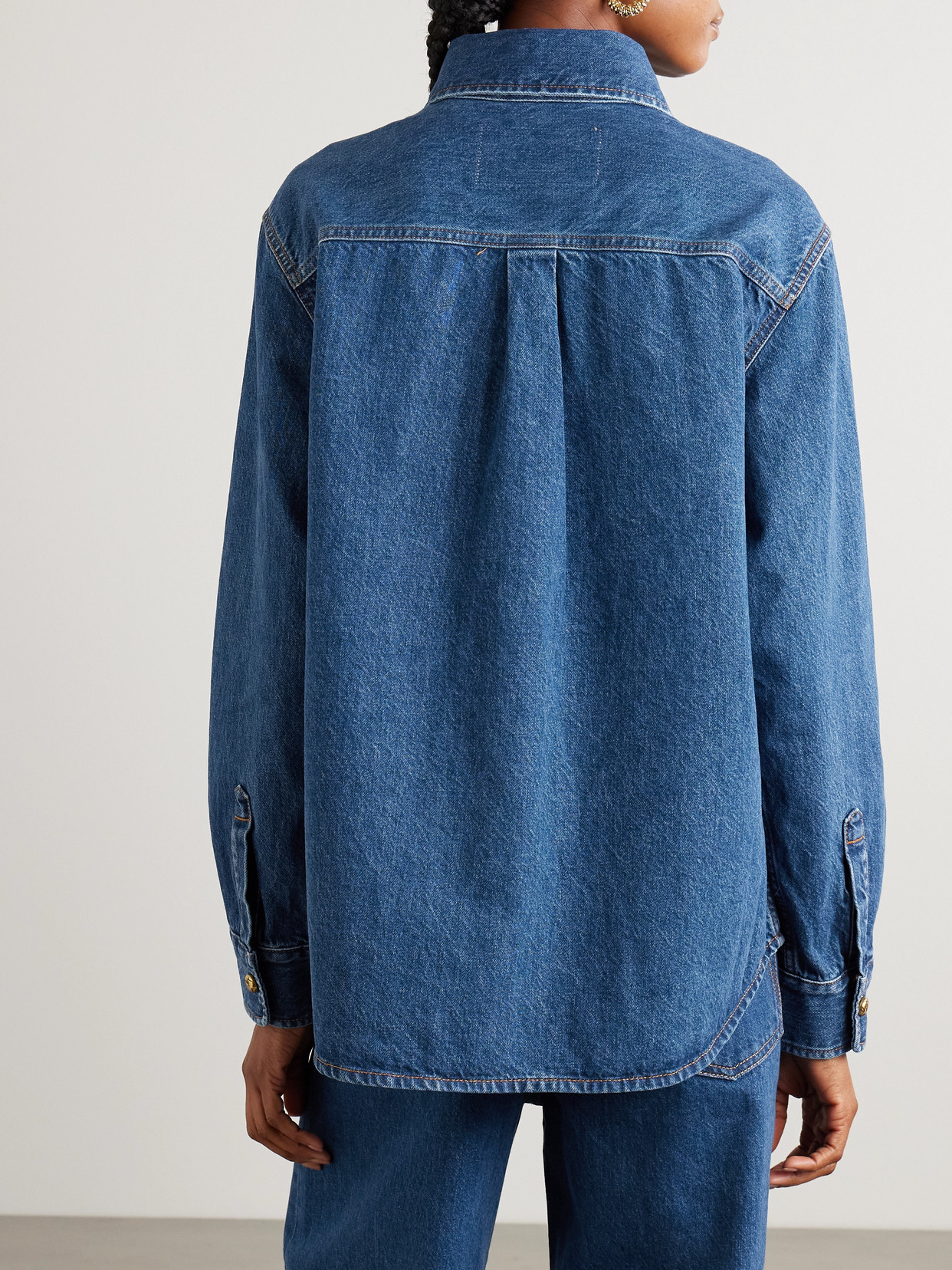 Blazé Milano Nariida Berber Embroidered Denim Shirt In Blue
