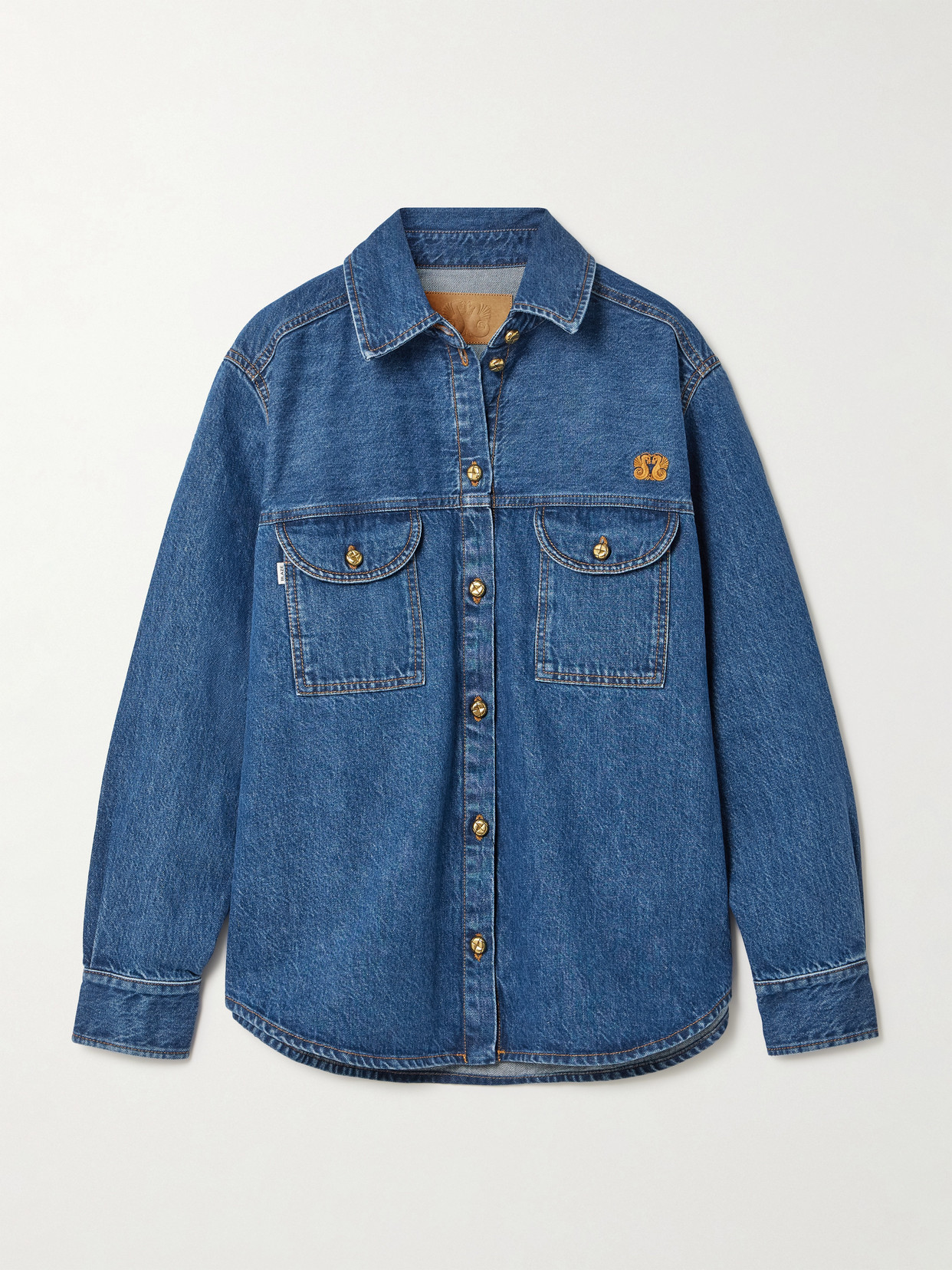 Blazé Milano Nariida Berber Embroidered Denim Shirt In Blue