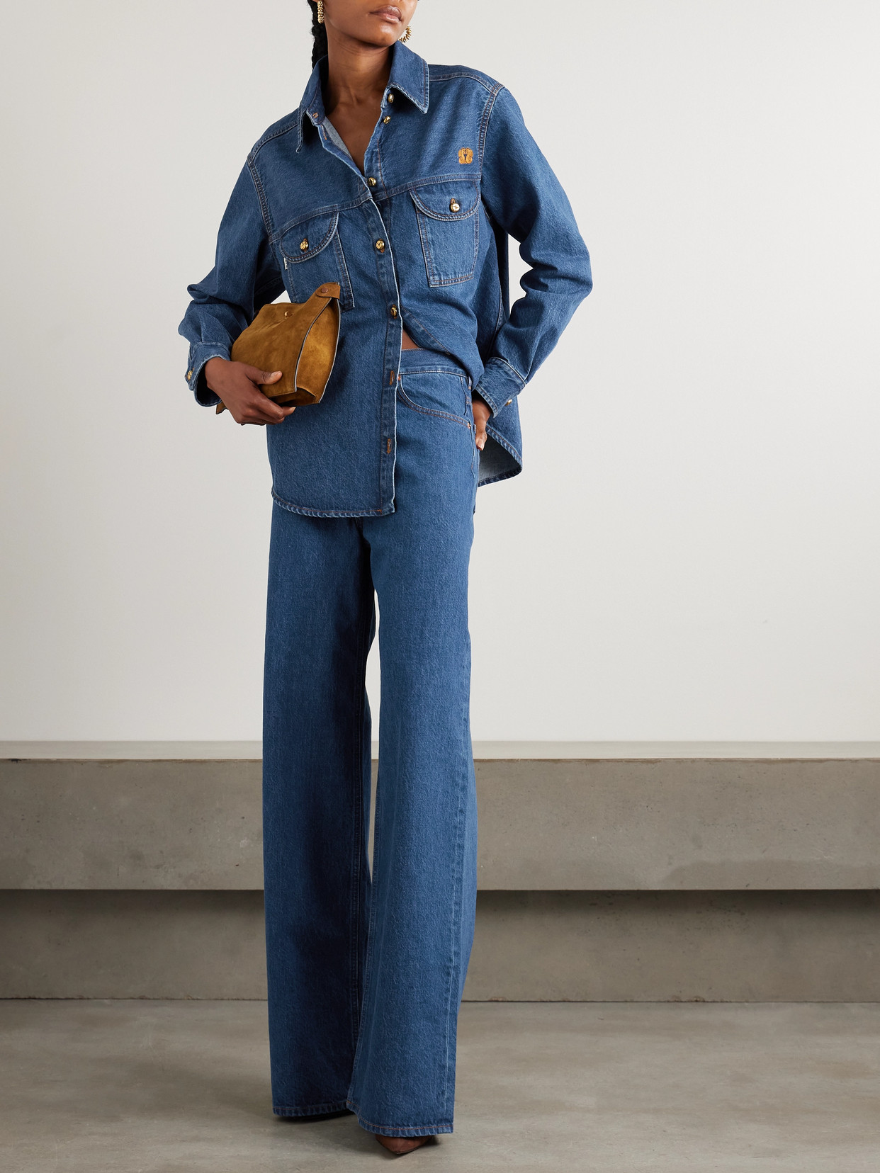 Blazé Milano Nariida Berber Embroidered Denim Shirt In Blue