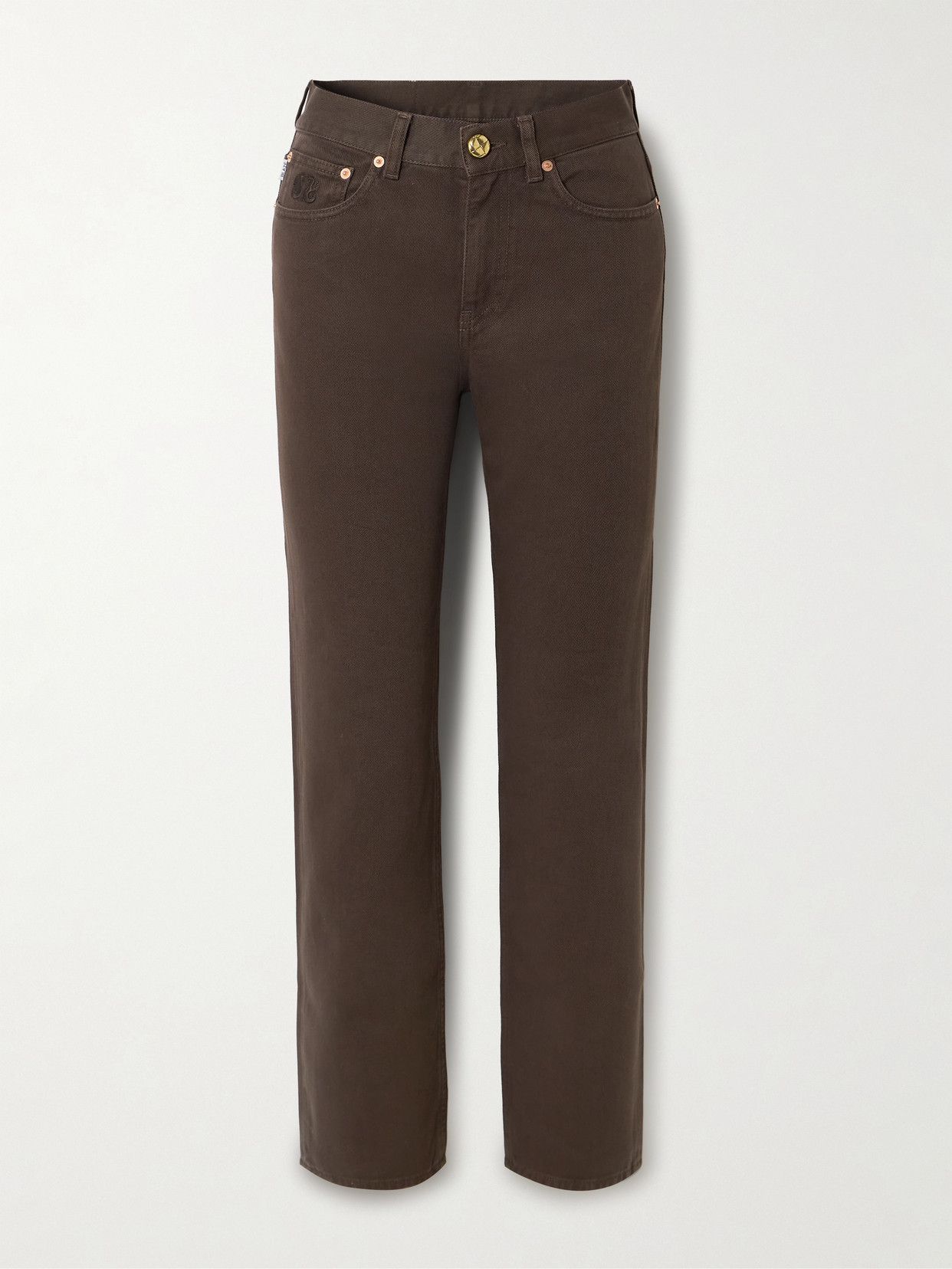 Blazé Milano Paso Embroidered High-rise Straight-leg Jeans In Brown