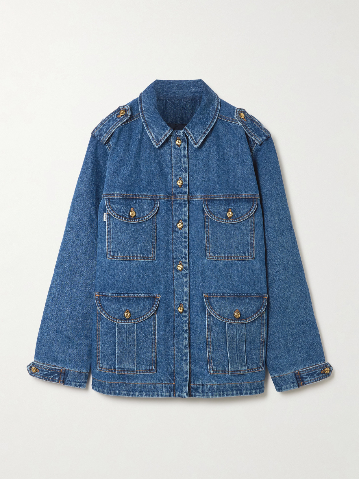 Blazé Milano Sahariana Padded Denim Jacket In Blue