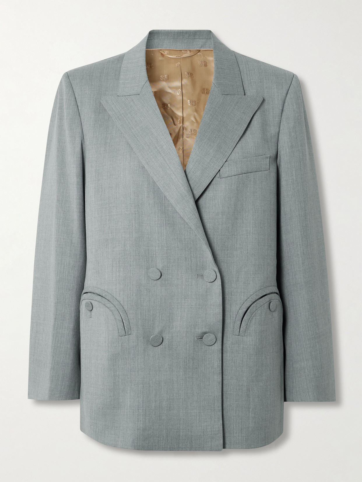 Blazé Milano Everynight Double-breasted Wool-twill Blazer In Gray