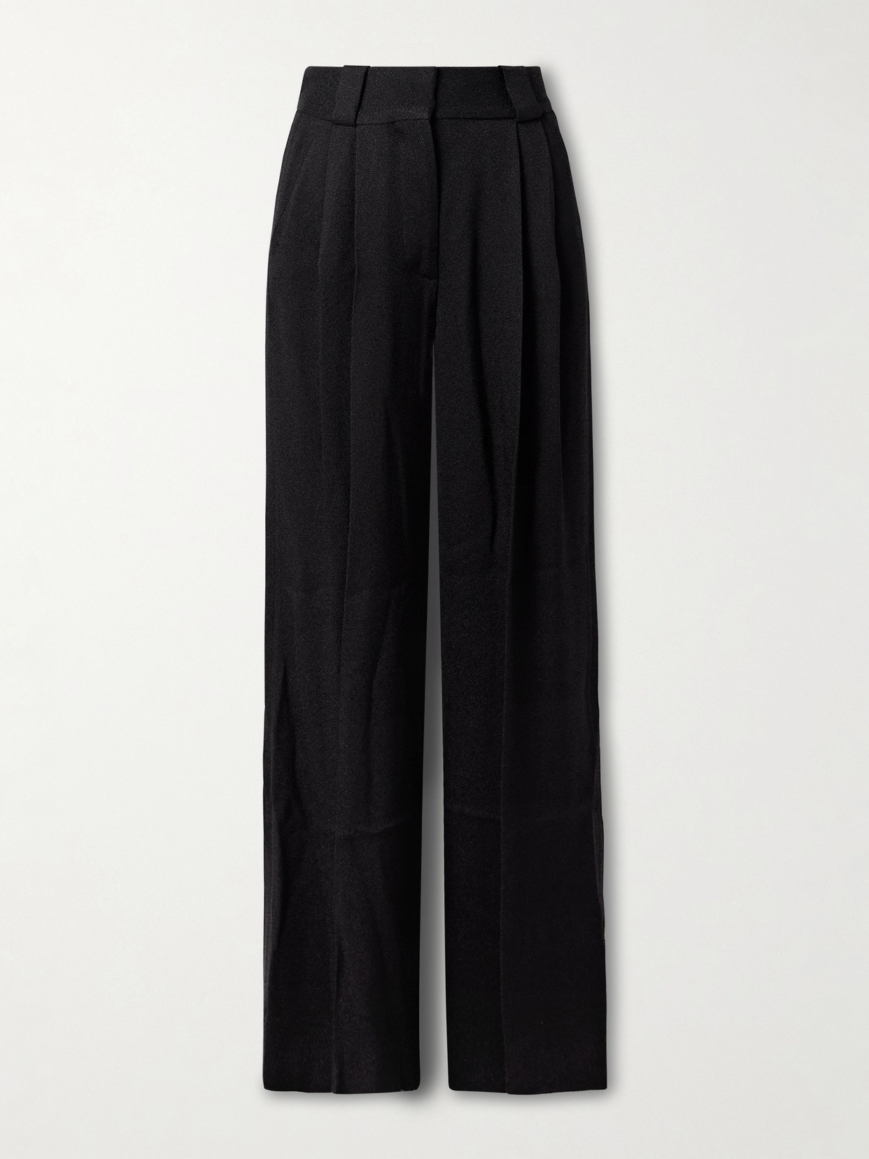 Blazé Milano Husi Pleated Crepe Straight-leg Pants In Black