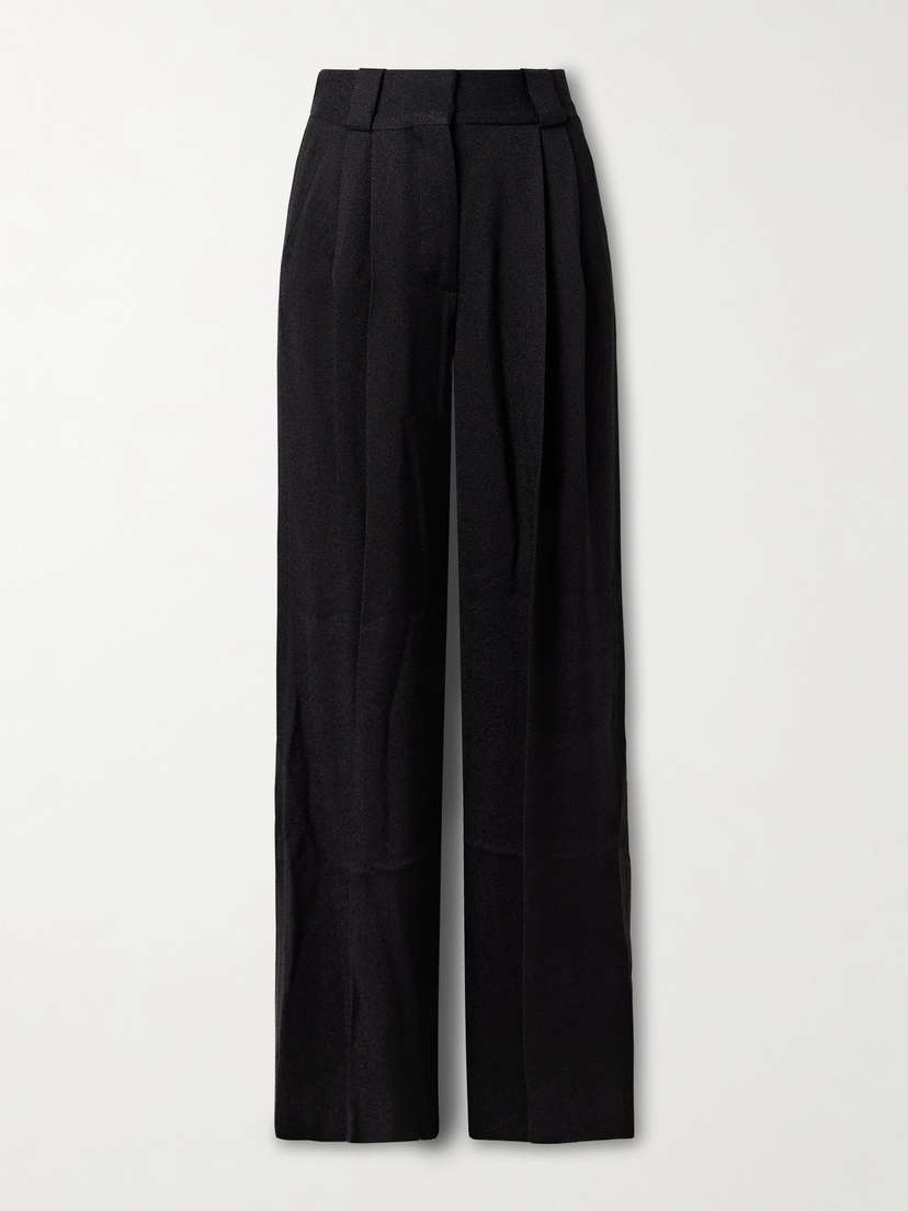 Blazé Milano Husi Pleated Crepe Straight-leg Pants