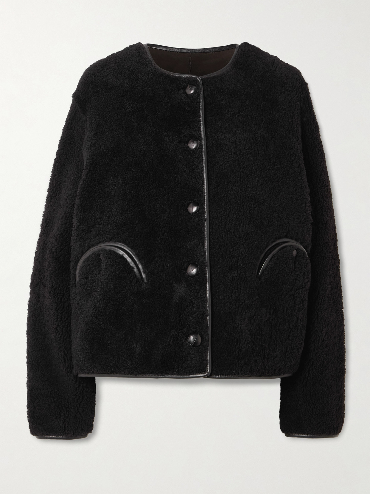 Blazé Milano Gliss Reversible Leather-trimmed Shearling Jacket In Black