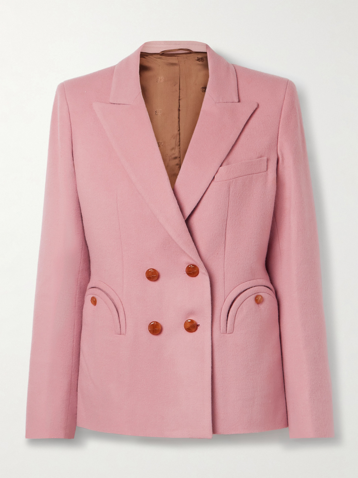 Blazé Milano Charmer Double-breasted Wool And Cashmere-blend Felt Blazer In Pink