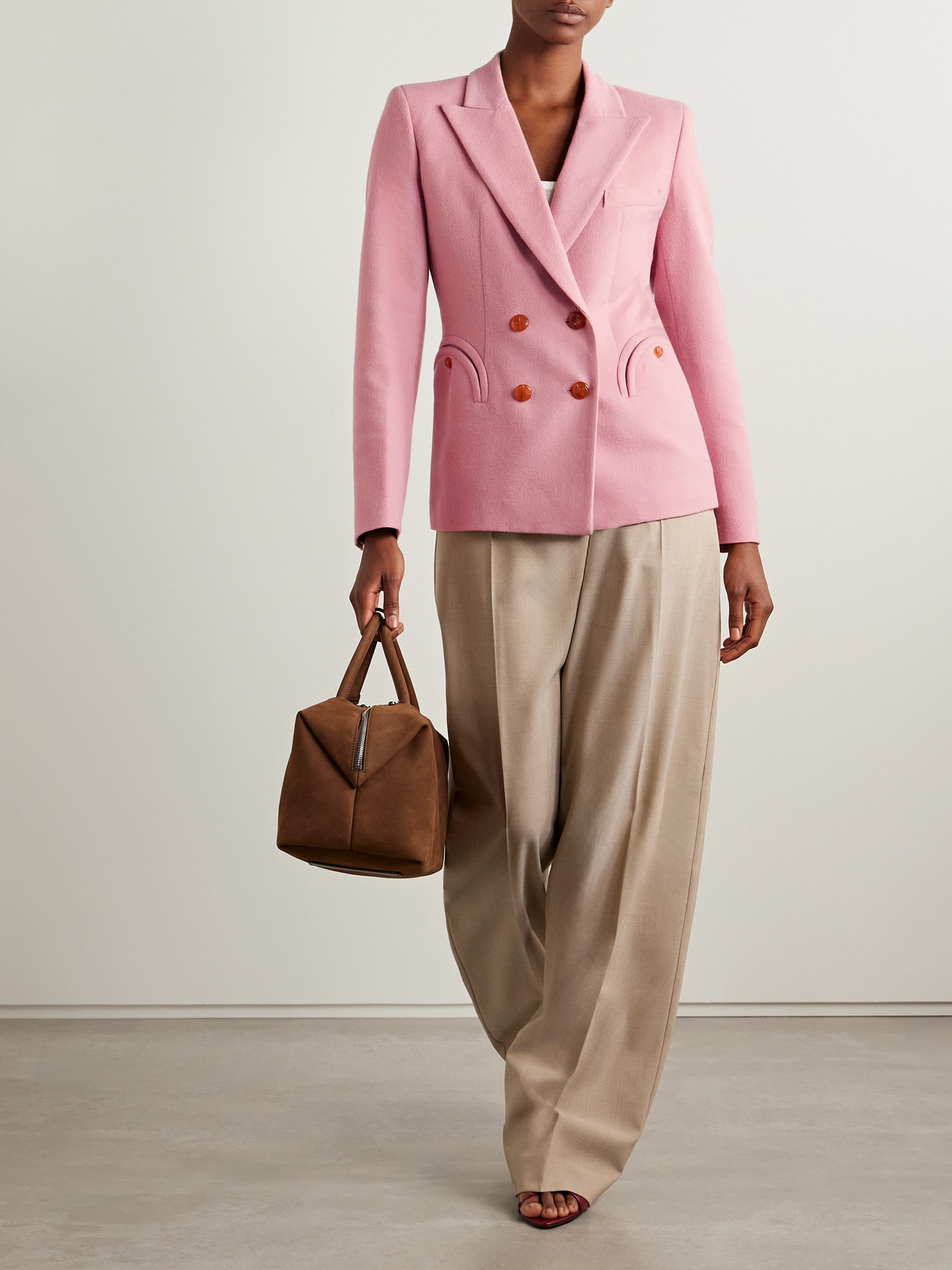 Blazé Milano Charmer Double-breasted Wool And Cashmere-blend Felt Blazer In Pink