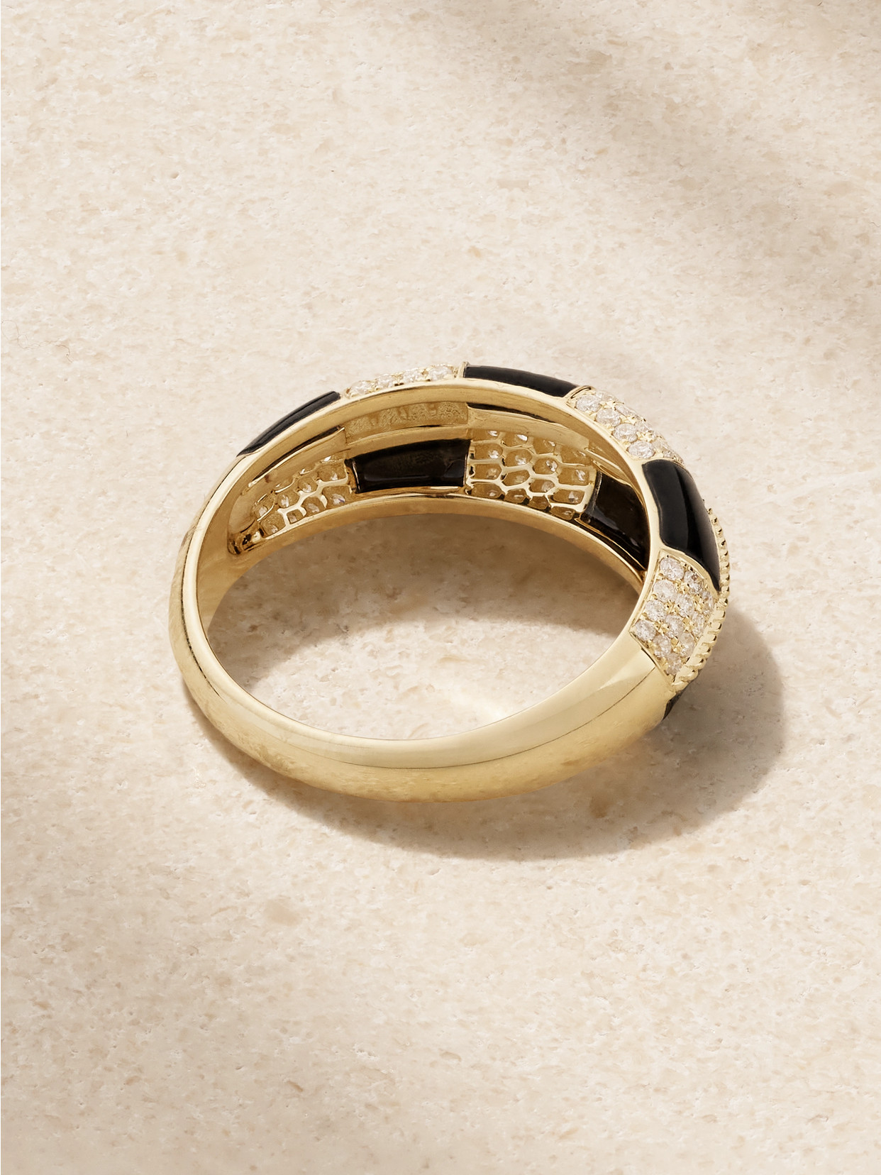 Yvonne Léon Alliance 9-karat Gold, Onyx And Diamond Ring In Gold