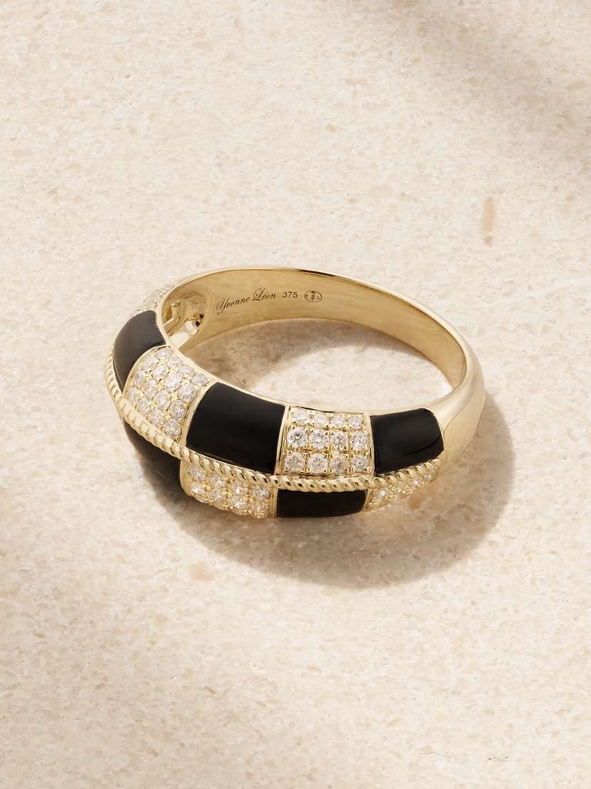 Yvonne Léon Alliance 9-karat Gold, Onyx And Diamond Ring