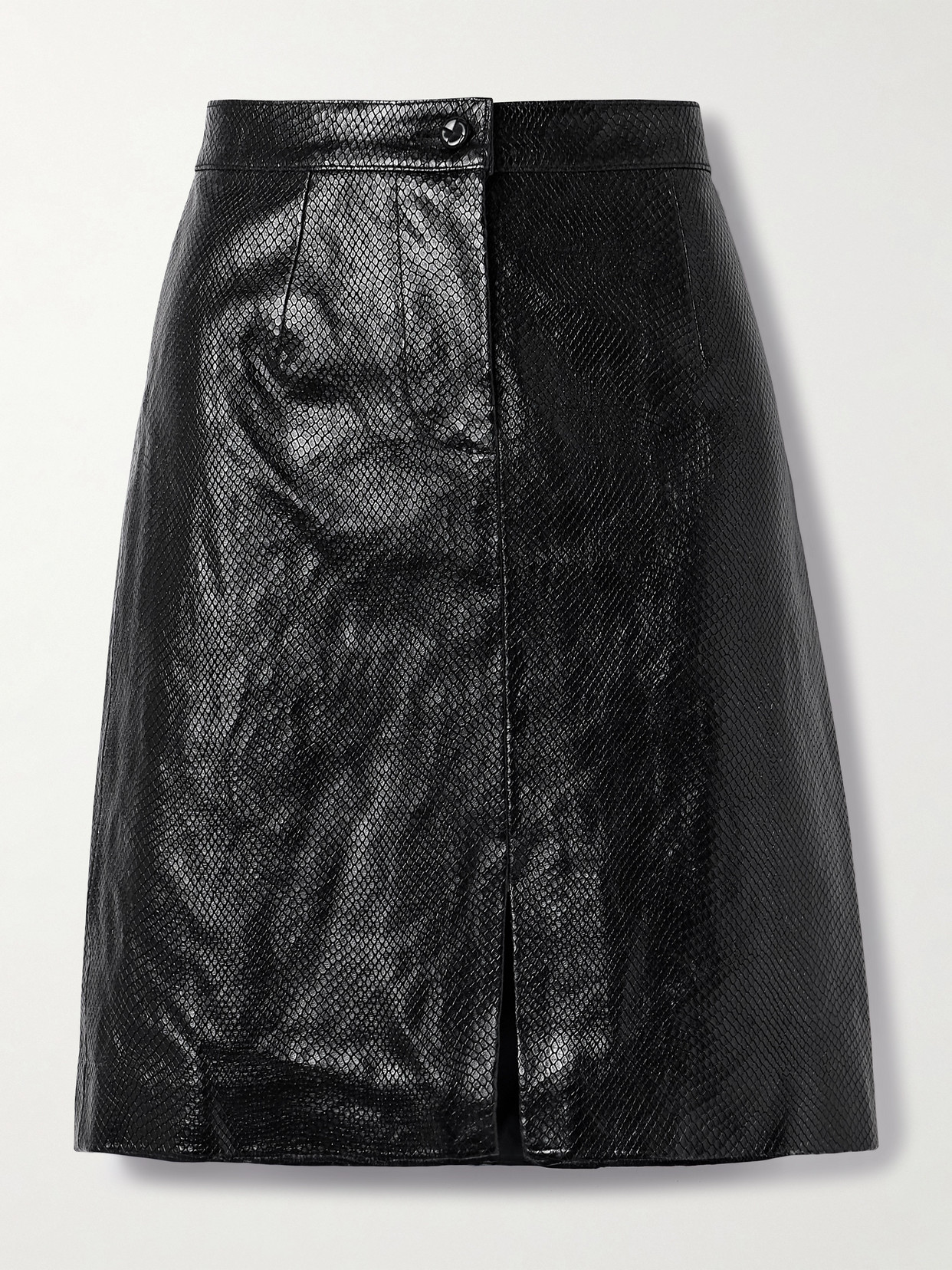 Blazé Milano Popeye Snake-effect Leather Skirt In Black