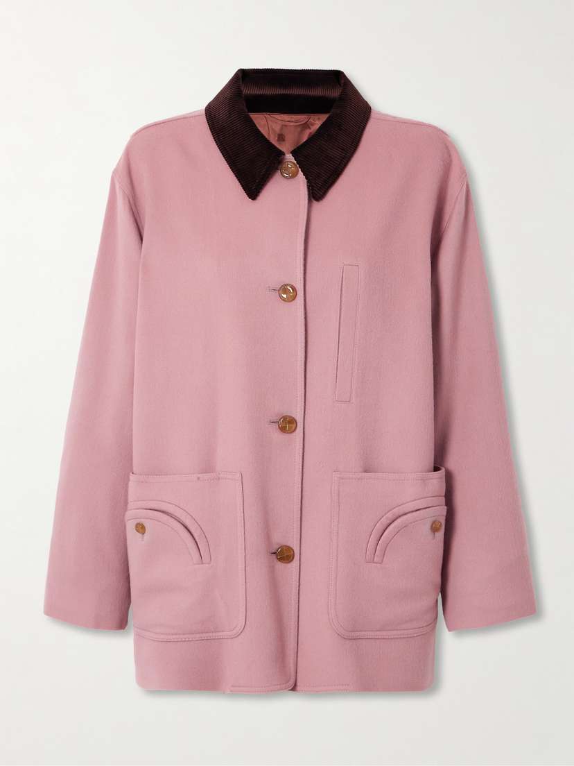 Blazé Milano Mystere Clelia Corduroy-trimmed Wool And Cashmere-blend Jacket