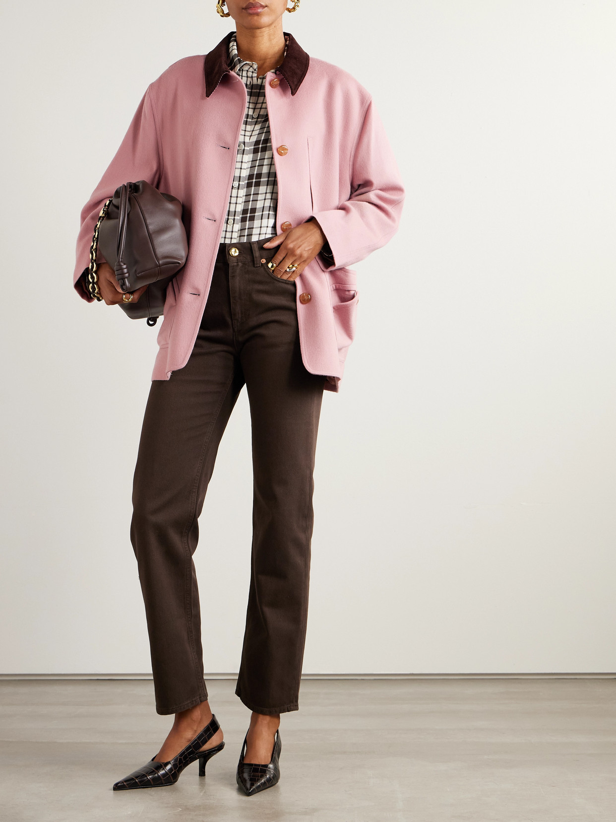 Blazé Milano Mystere Clelia Corduroy-trimmed Wool And Cashmere-blend Jacket In Pink