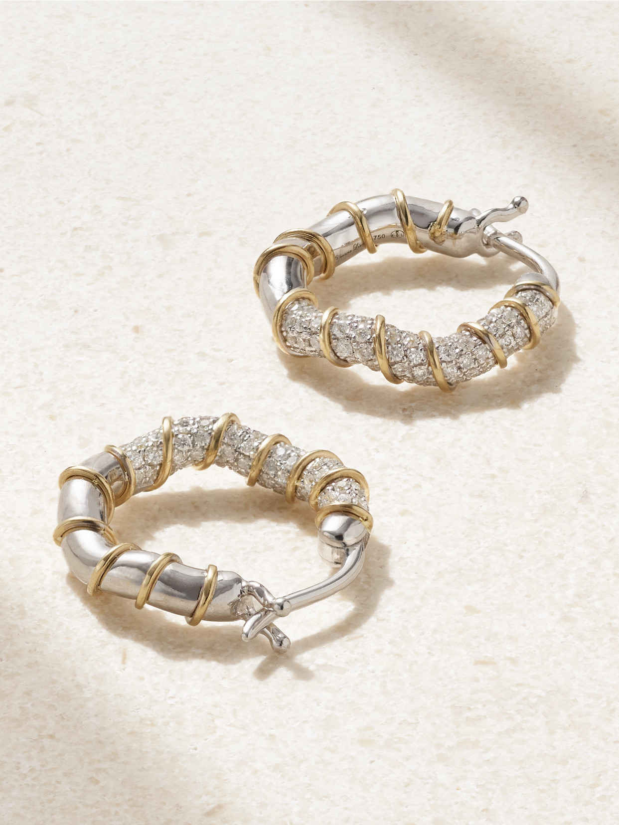 Yvonne Léon 18-karat White And Yellow Gold Diamond Hoop Earrings In Metallic