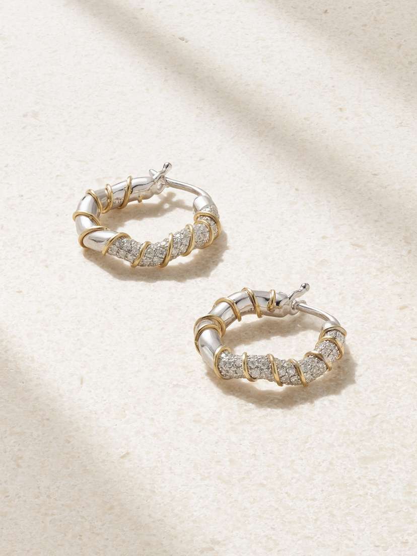 Yvonne Léon 18-karat White And Yellow Gold Diamond Hoop Earrings