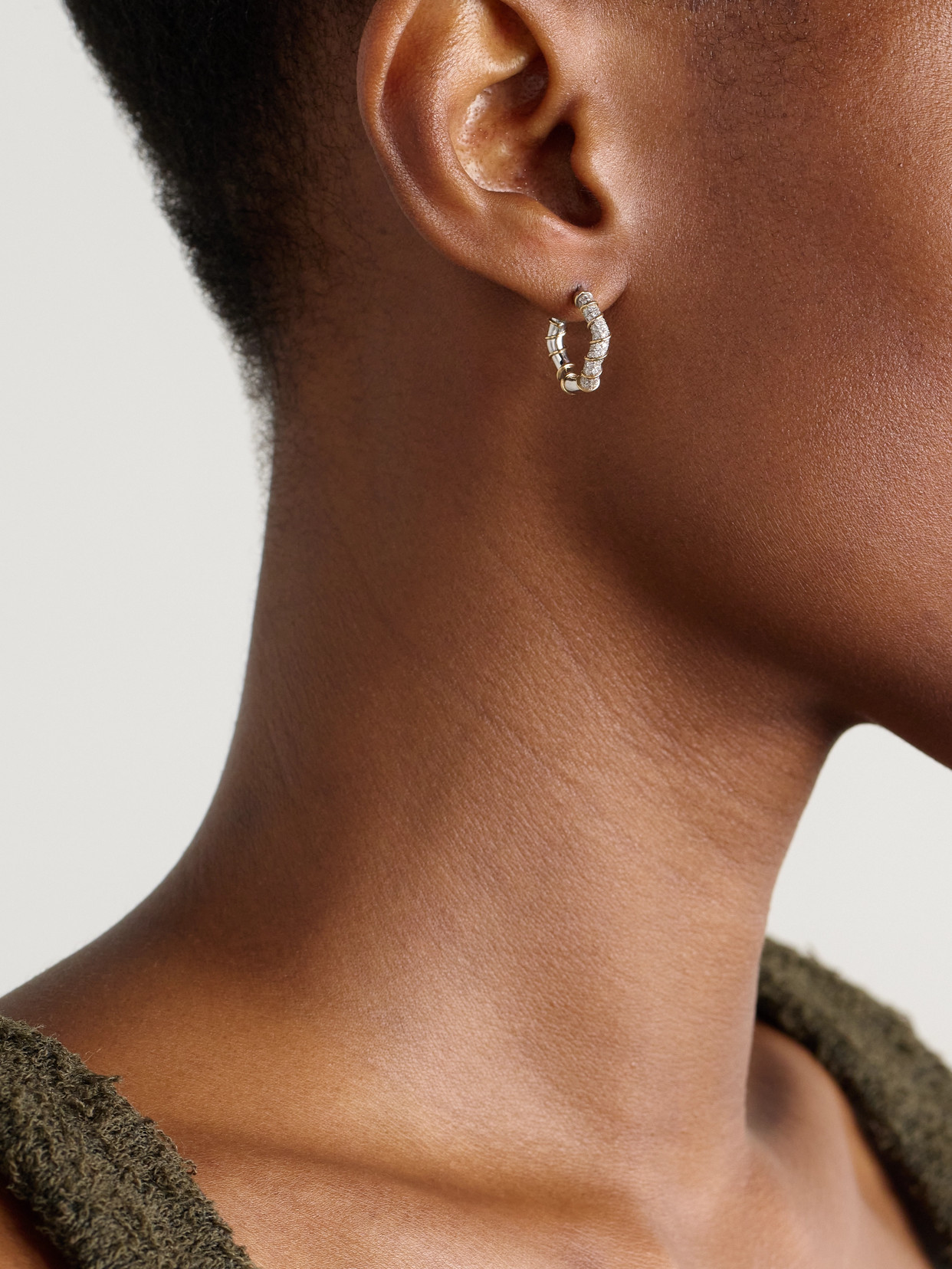 Yvonne Léon 18-karat White And Yellow Gold Diamond Hoop Earrings In Metallic