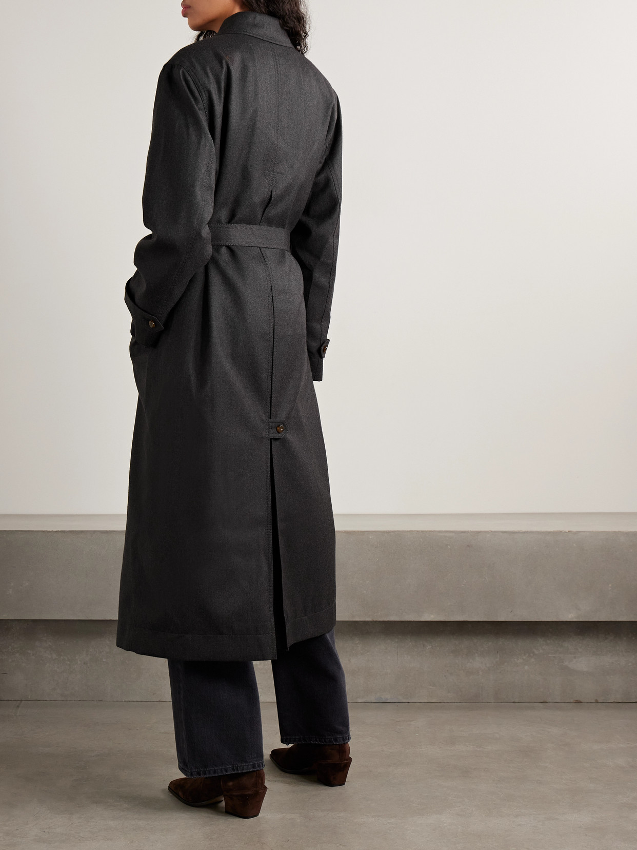 Blazé Milano Blaze Milano Basotto Belted Wool Trench Coat In Gray