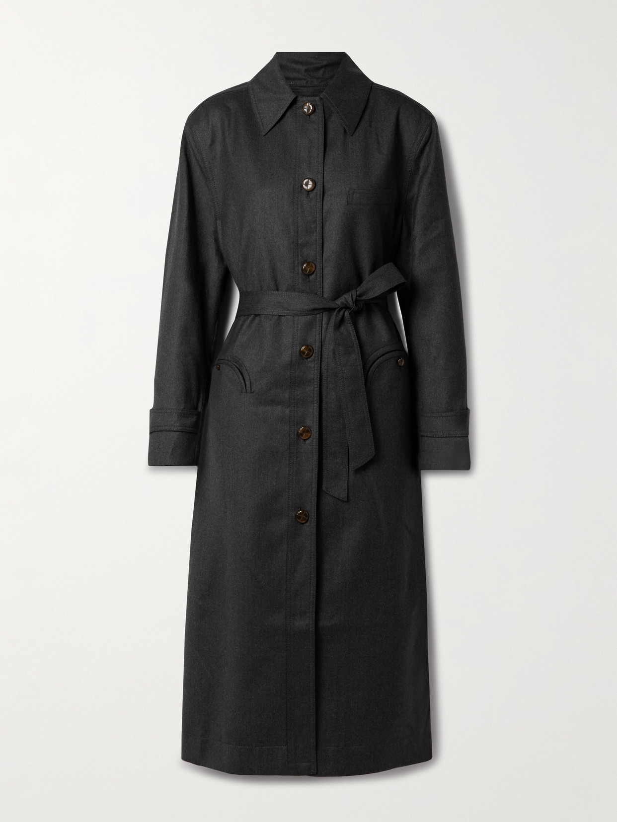 Blazé Milano Blaze Milano Basotto Belted Wool Trench Coat In Gray