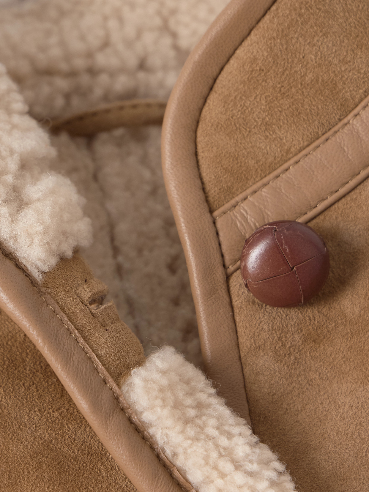 Blazé Milano Curly Shearling-lined Suede Jacket In Neutral