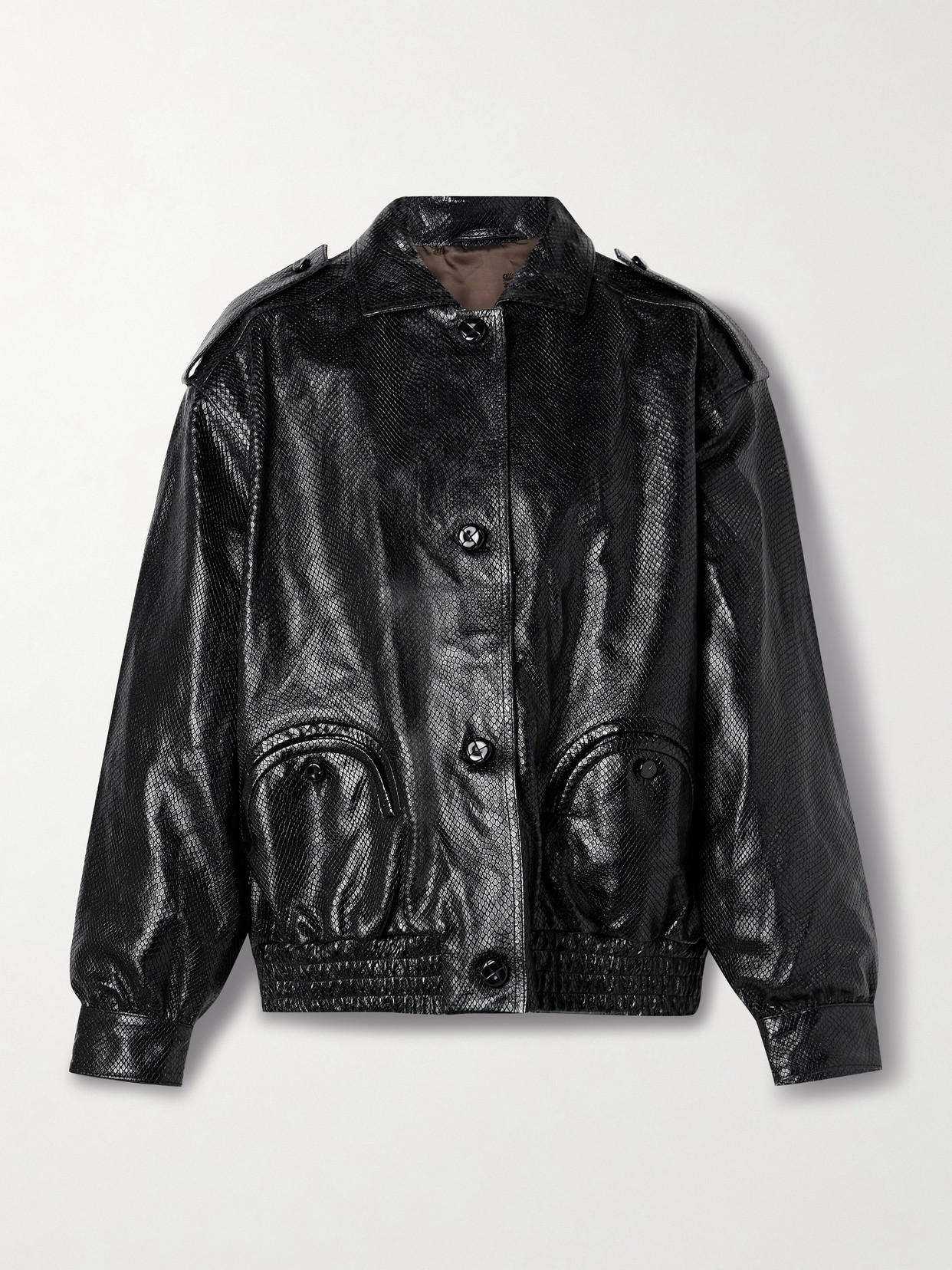 Blazé Milano Charlie Snake-effect Leather Jacket In Black