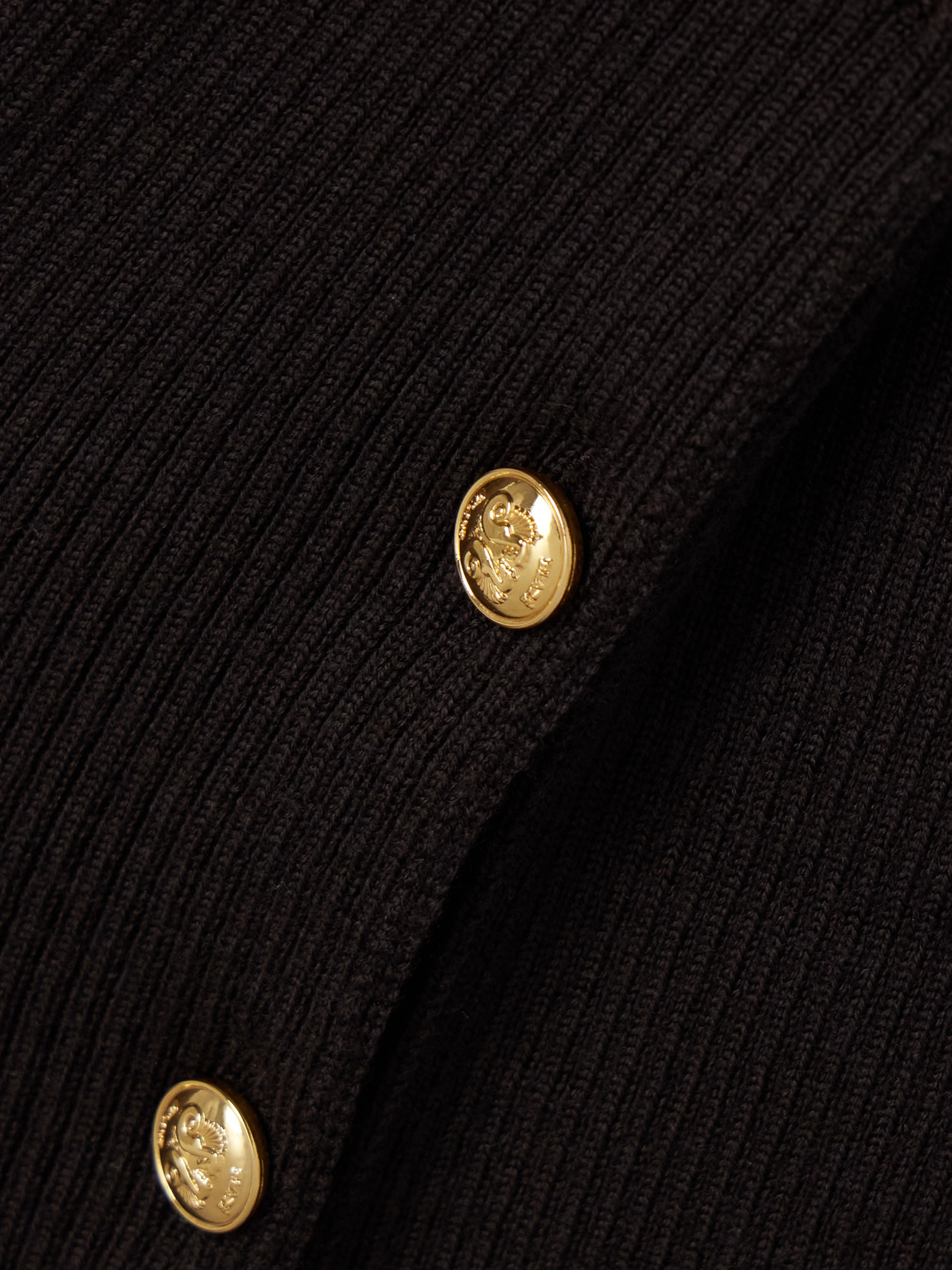 Blazé Milano Love Bug Button-embellished Ribbed Merino Wool Midi Dress In Brown