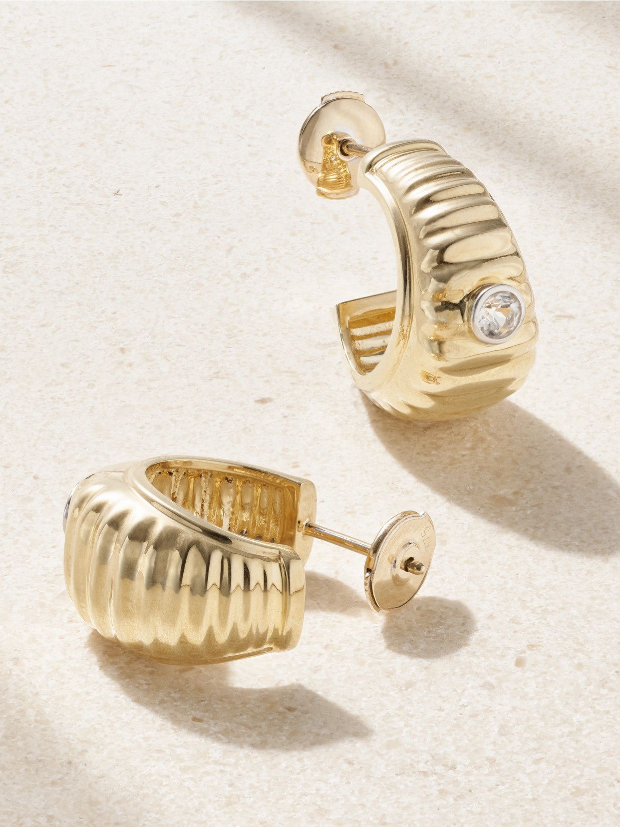 Yvonne Léon 9-karat Gold Topaz Hoop Earrings In Gold