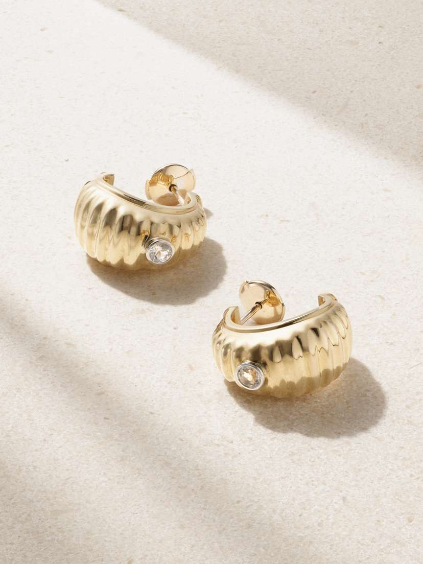 Yvonne Léon 9-karat Gold Topaz Hoop Earrings