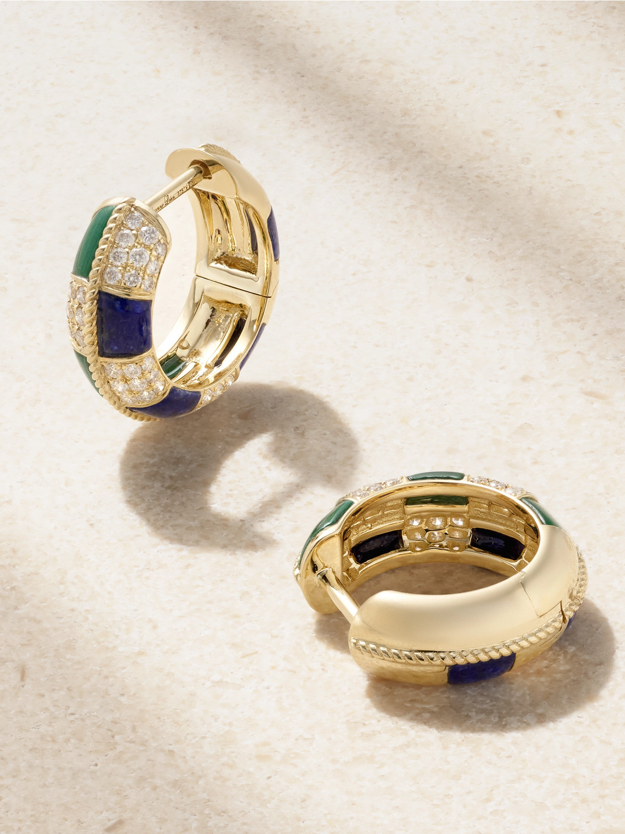 Yvonne Léon Mini Créoles 9-karat Gold Multi-stone Hoop Earrings