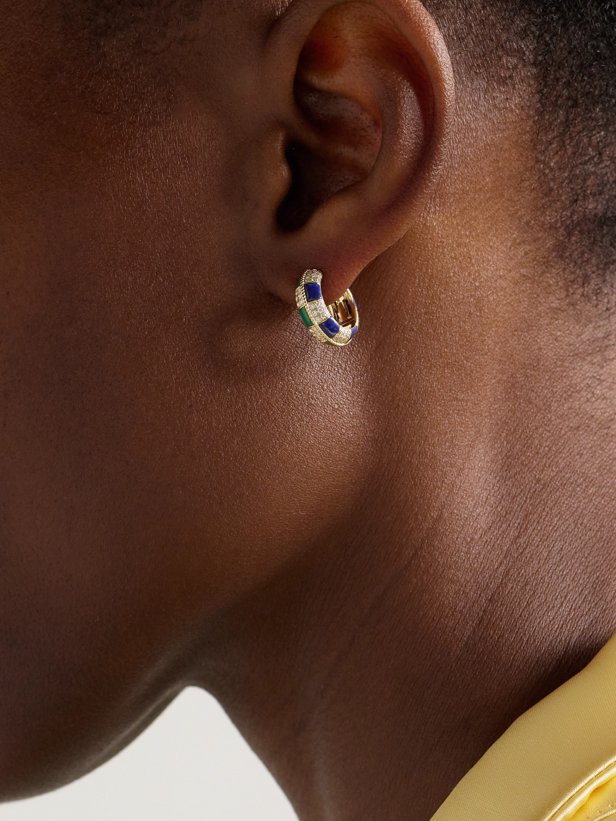 Yvonne Léon Mini Créoles 9-karat Gold Multi-stone Hoop Earrings