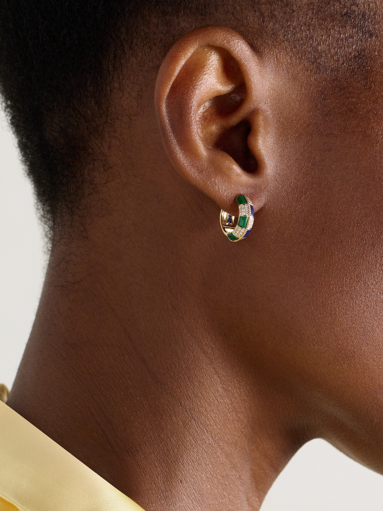 Yvonne Léon Mini Créoles 9-karat Gold Multi-stone Hoop Earrings