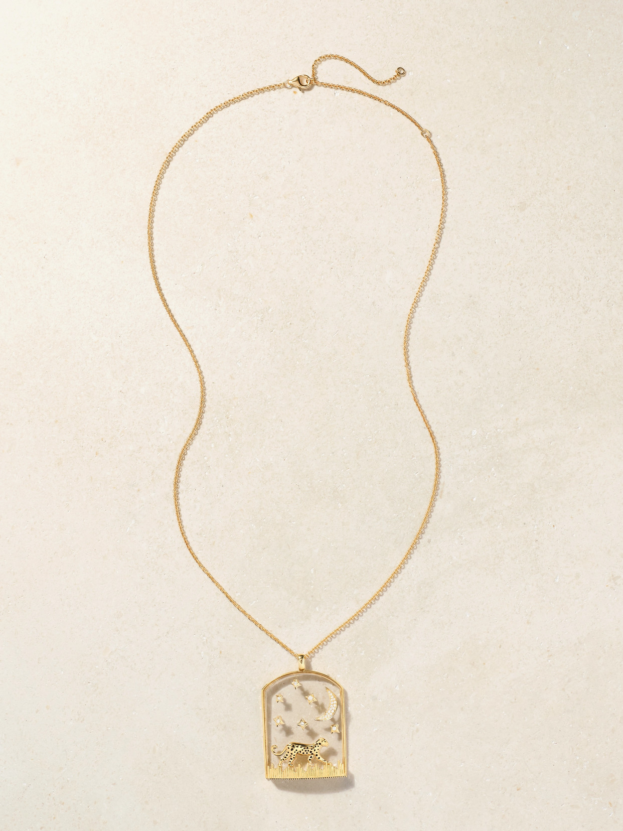 Yvonne Léon La Savane 9-karat Gold, Diamond, Crystal And Enamel Necklace In Gold