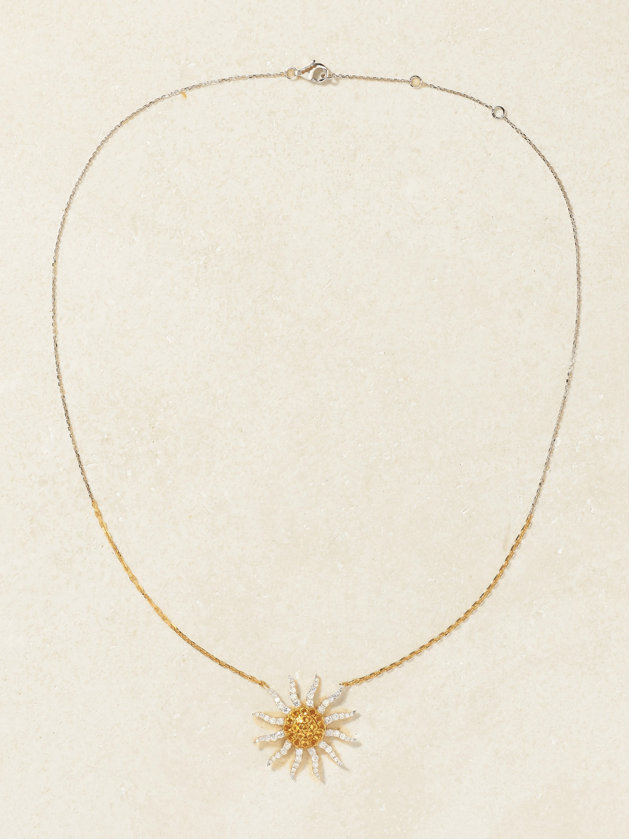 Yvonne Léon Soleil 18-karat White And Yellow Gold, Citrine And Diamond Necklace In Gold