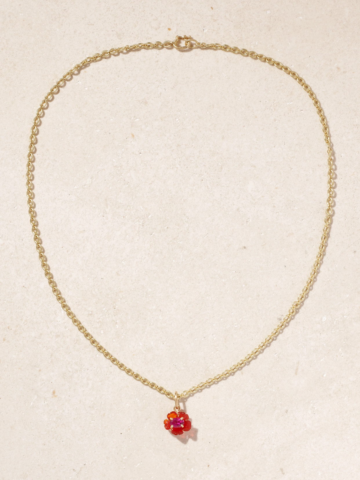 Irene Neuwirth Tropical Flower 18-karat Gold, Fire Opal And Rubellite Necklace